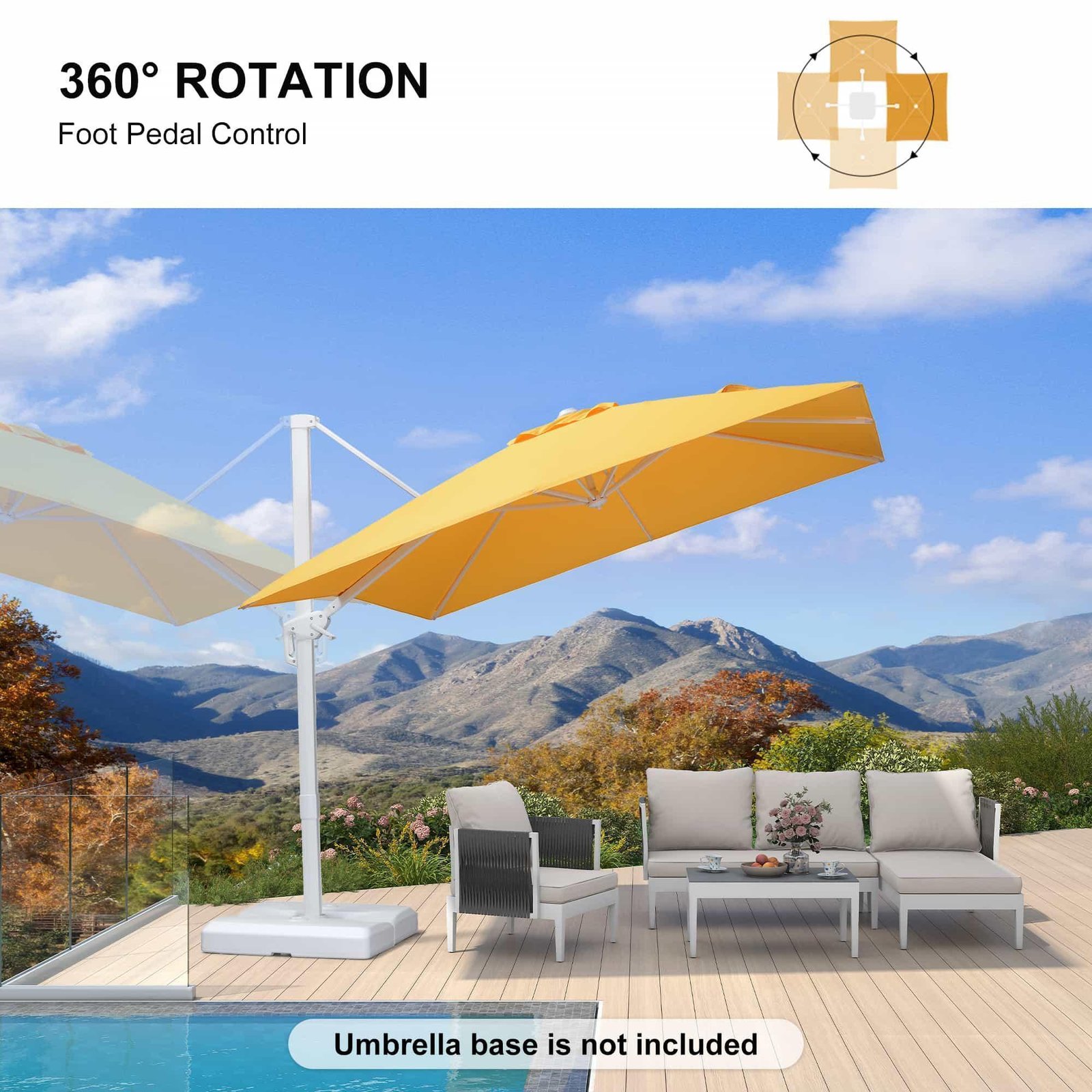 Morden White Outdoor Umbrella Premium Aluminum Patio Cantilever Pool Sun Umbrellas - Image 96