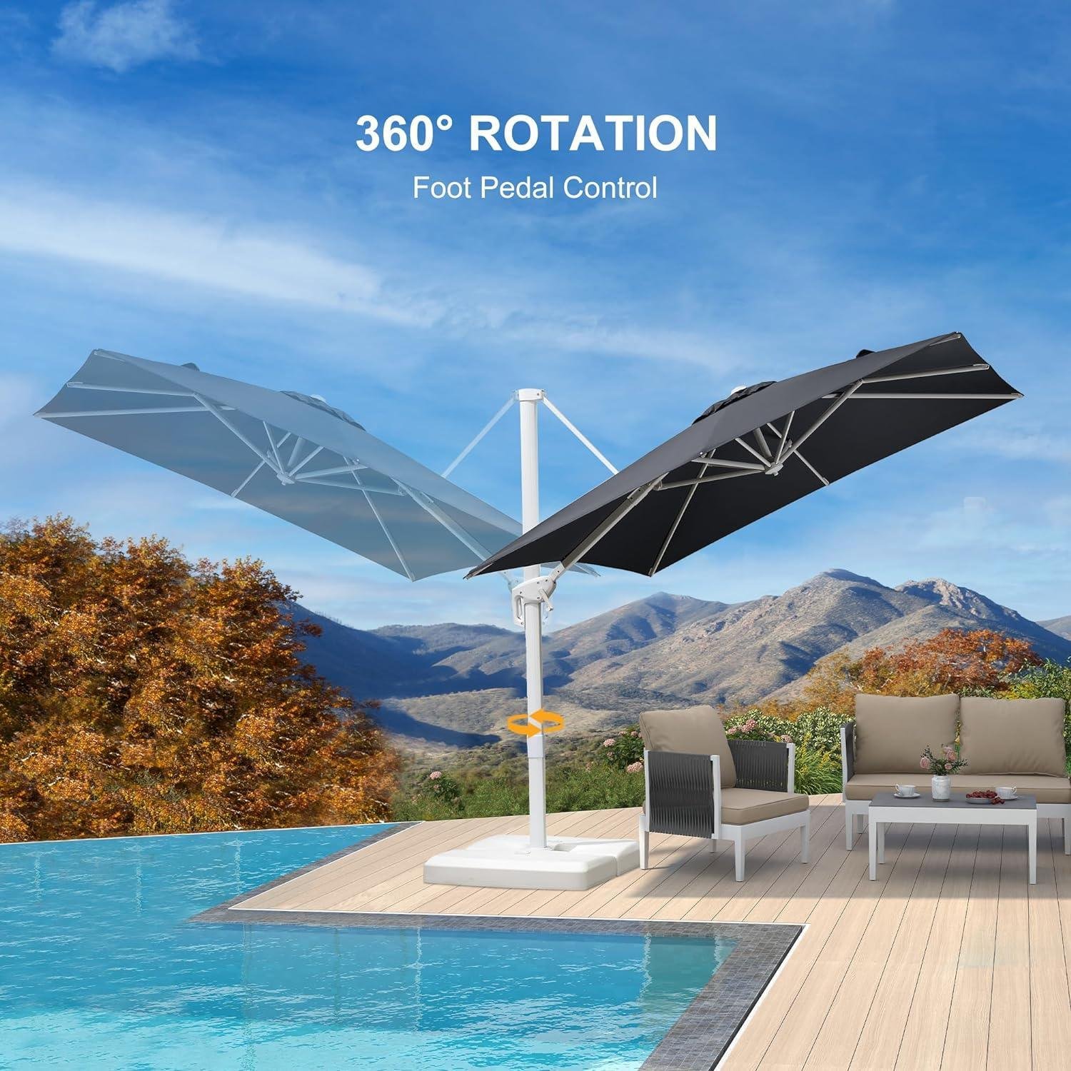 Morden White Outdoor Umbrella Premium Aluminum Patio Cantilever Pool Sun Umbrellas - Image 33