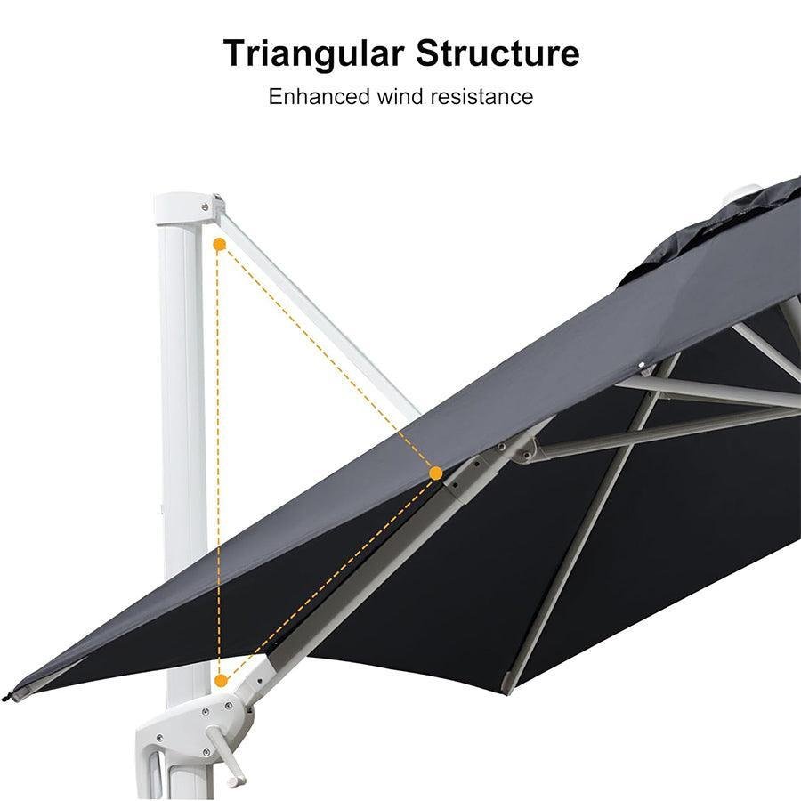 Morden White Outdoor Umbrella Premium Aluminum Patio Cantilever Pool Sun Umbrellas - Image 35