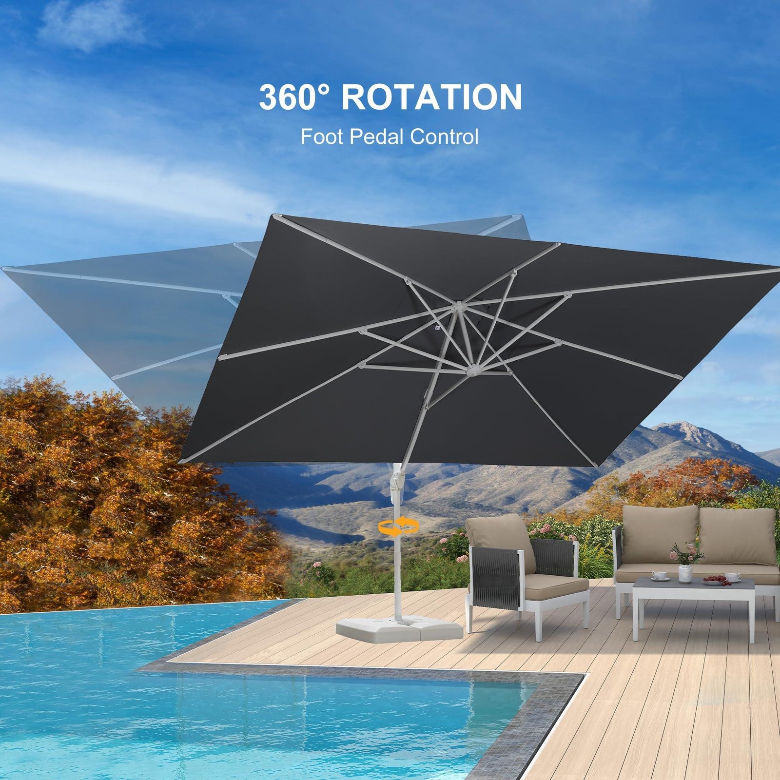 Morden White Outdoor Umbrella Premium Aluminum Patio Cantilever Pool Sun Umbrellas - Image 39