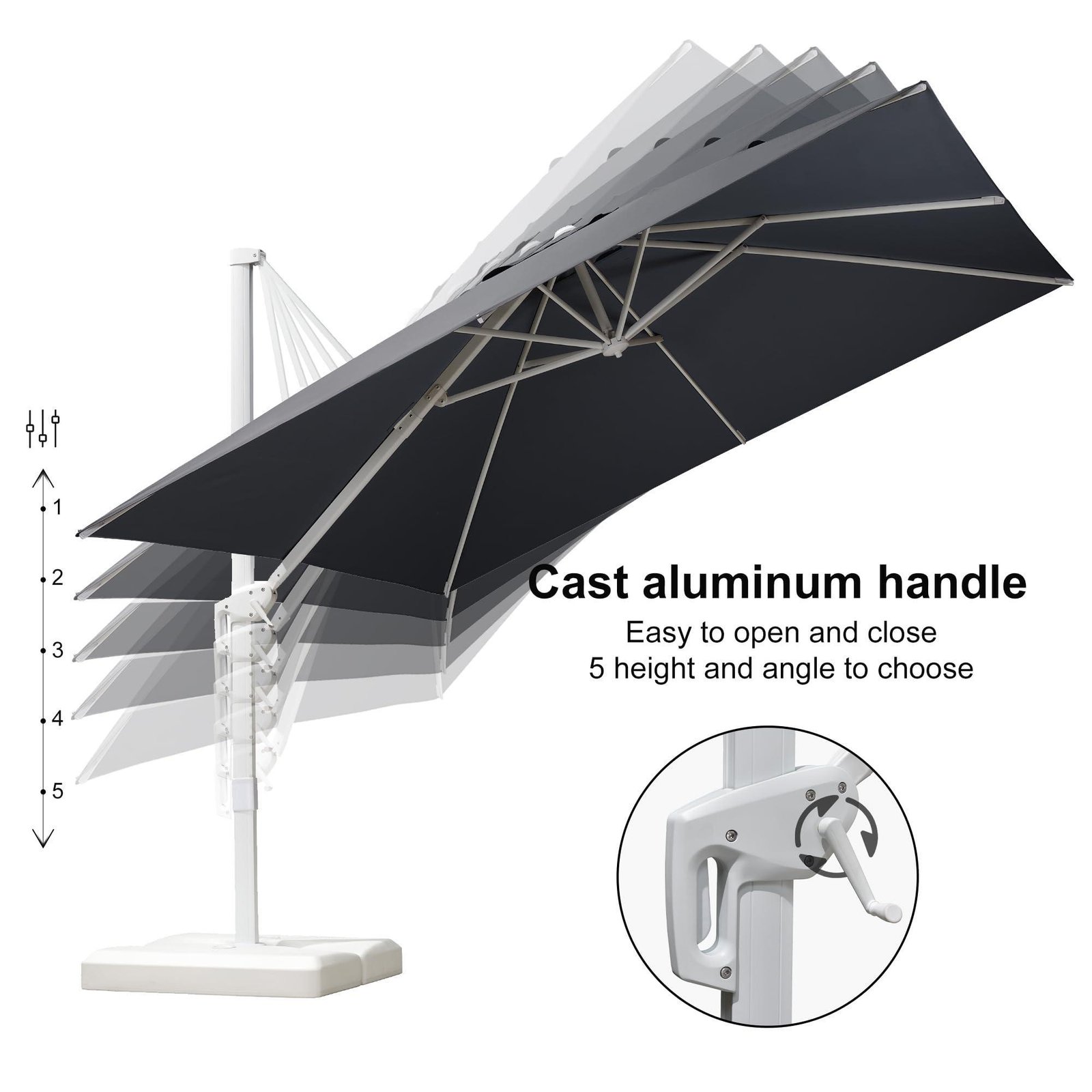 Morden White Outdoor Umbrella Premium Aluminum Patio Cantilever Pool Sun Umbrellas - Image 42
