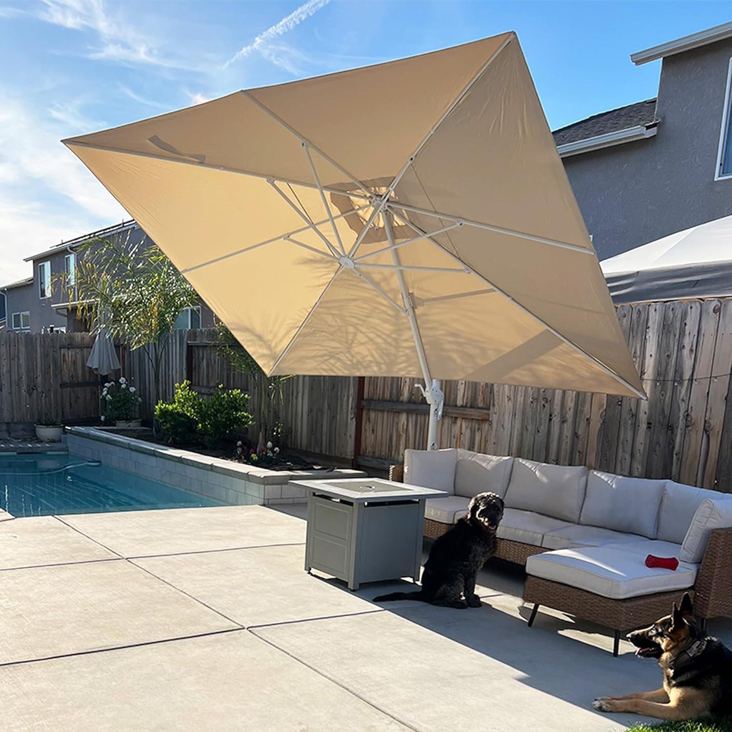 Morden White Outdoor Umbrella Premium Aluminum Patio Cantilever Pool Sun Umbrellas - Image 18