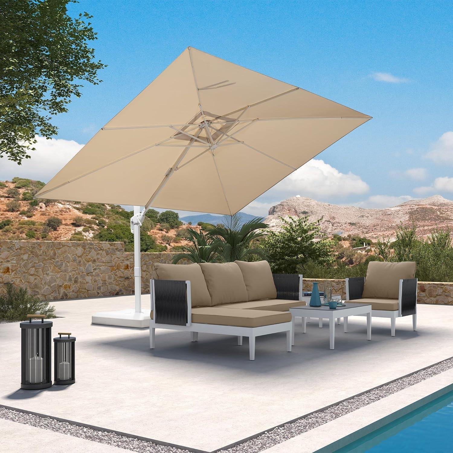Morden White Outdoor Umbrella Premium Aluminum Patio Cantilever Pool Sun Umbrellas - Image 22
