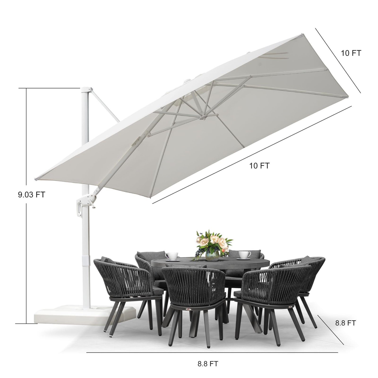 Morden White Outdoor Umbrella Premium Aluminum Patio Cantilever Pool Sun Umbrellas - Image 46