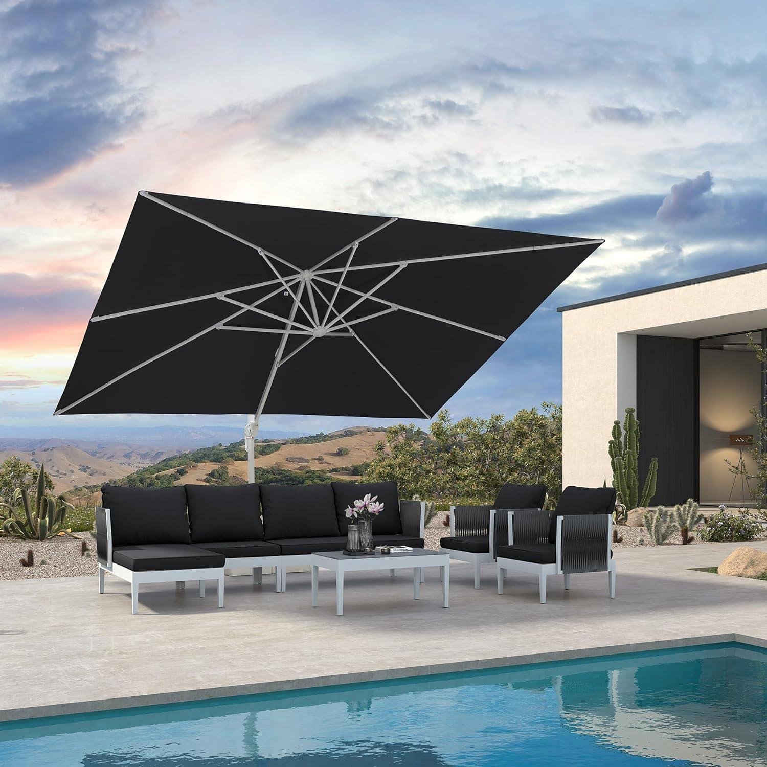 Morden White Outdoor Umbrella Premium Aluminum Patio Cantilever Pool Sun Umbrellas - Image 51