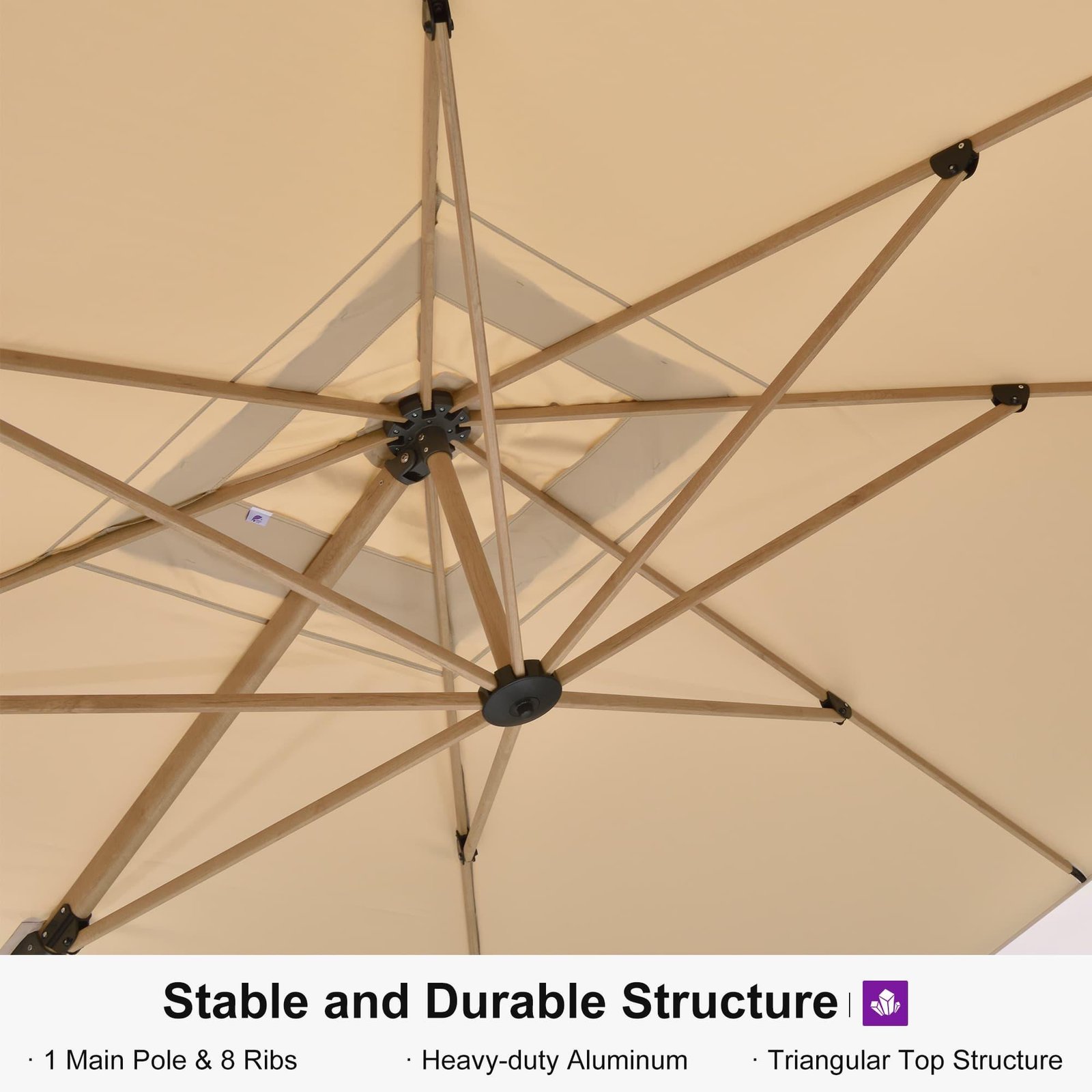 Wood Grain Cantilever Patio Umbrella Aluminum Outdoor Umbrellas - Image 97