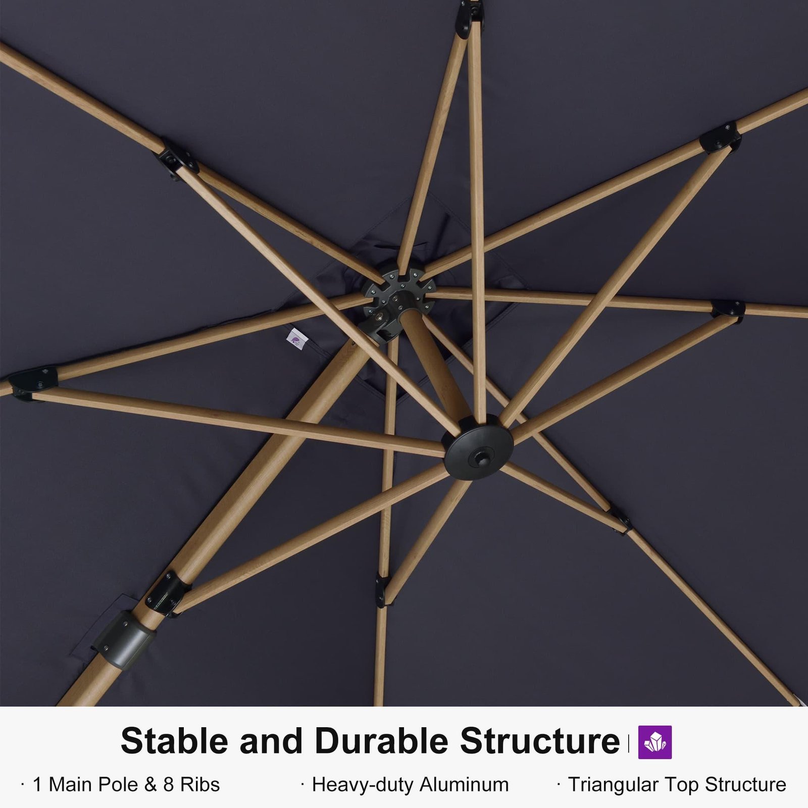 Wood Grain Cantilever Patio Umbrella Aluminum Outdoor Umbrellas - Image 17
