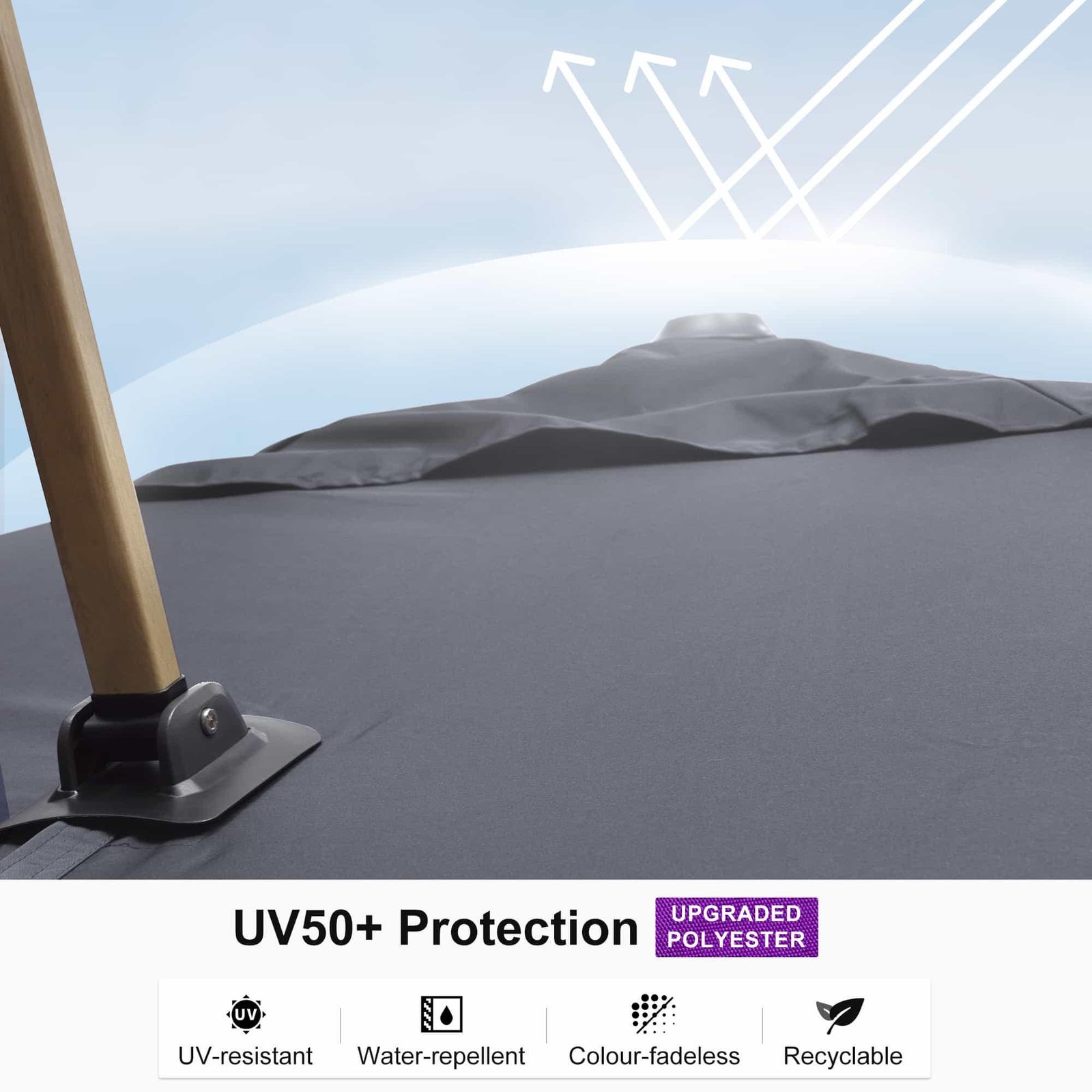 Wood Grain Cantilever Patio Umbrella Aluminum Outdoor Umbrellas - Image 53