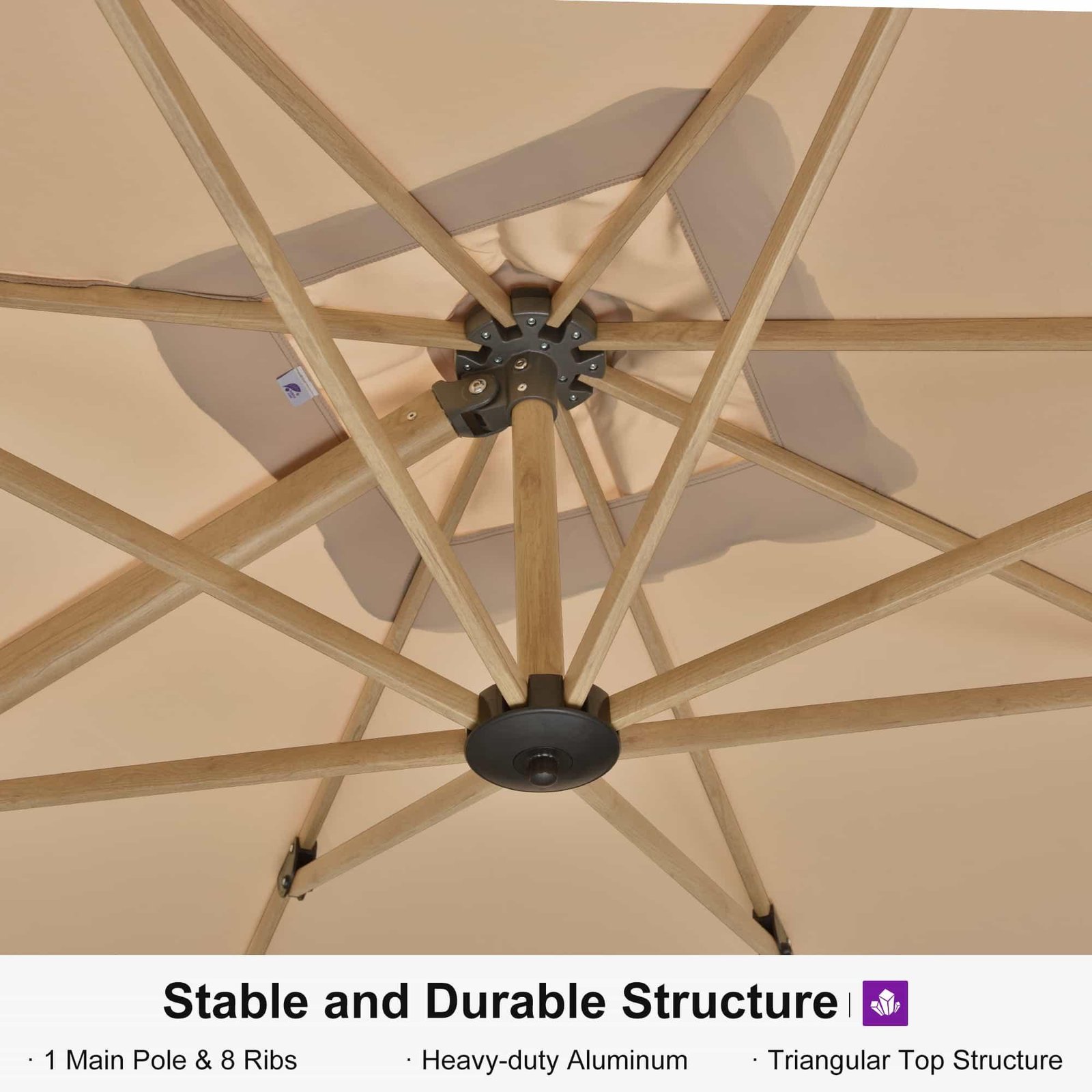 Wood Grain Cantilever Patio Umbrella Aluminum Outdoor Umbrellas - Image 66
