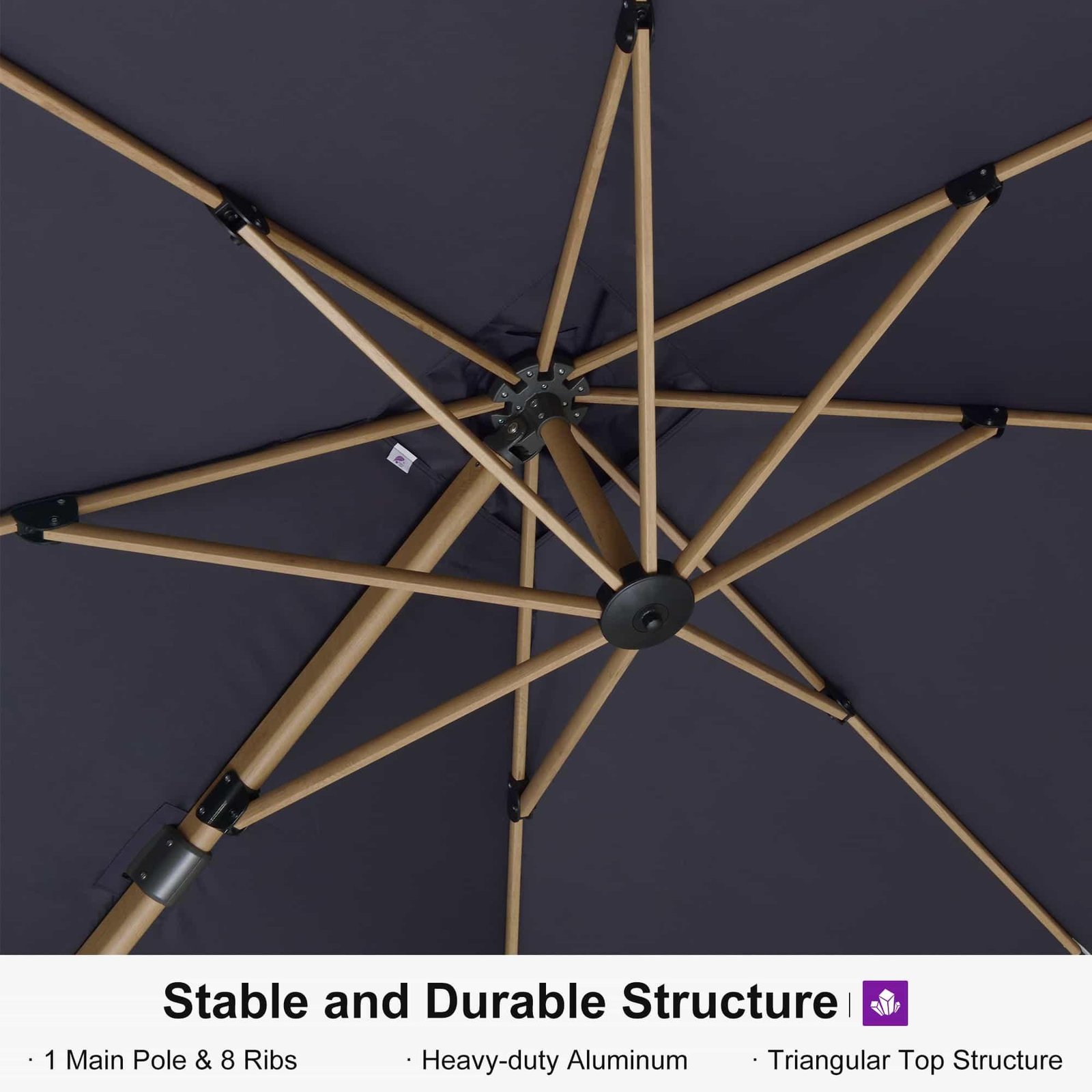 Wood Grain Cantilever Patio Umbrella Aluminum Outdoor Umbrellas - Image 72
