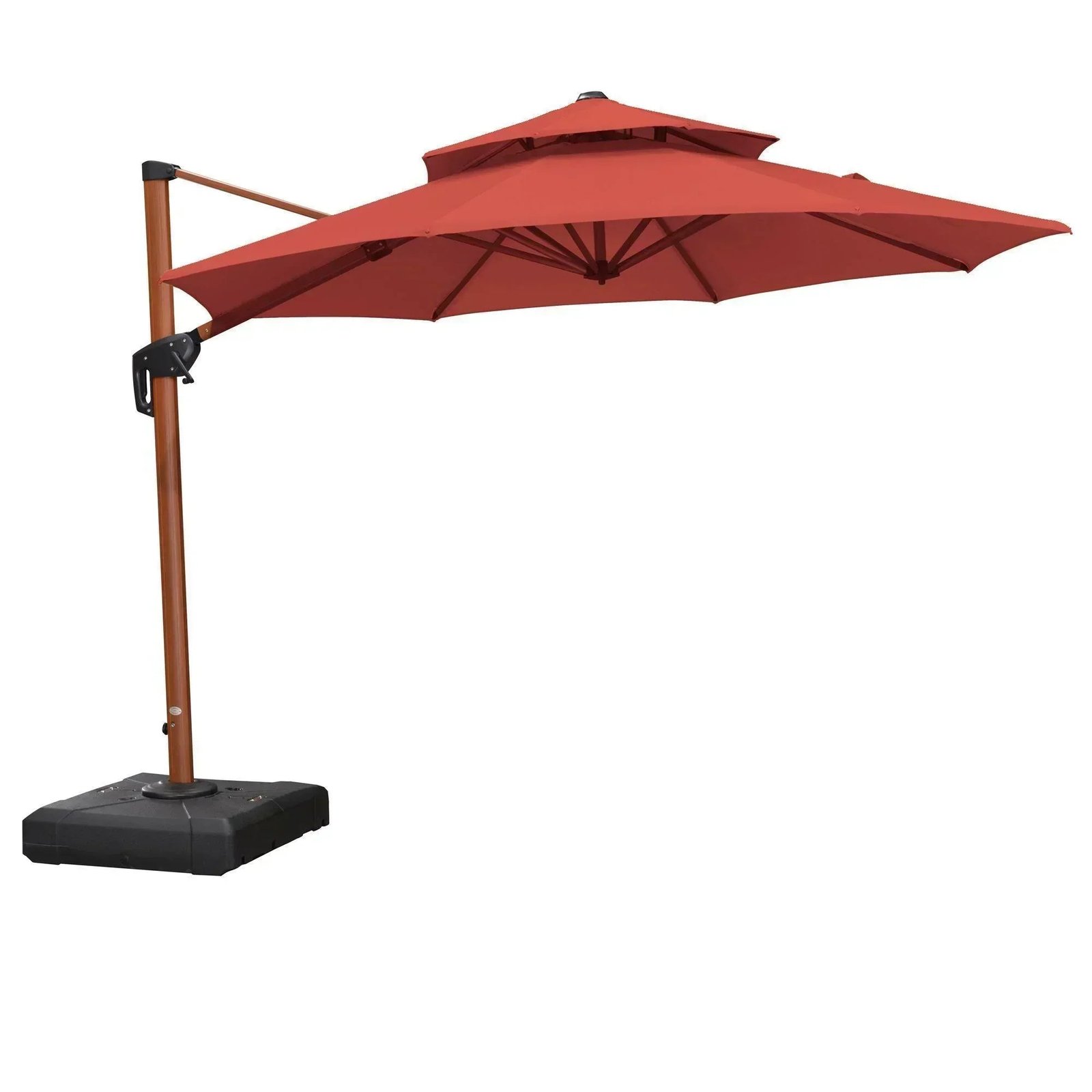 Double Top 10 / 11 / 12 / 13 ft Round Aluminum Patio Umbrella in Wood Color - Image 31
