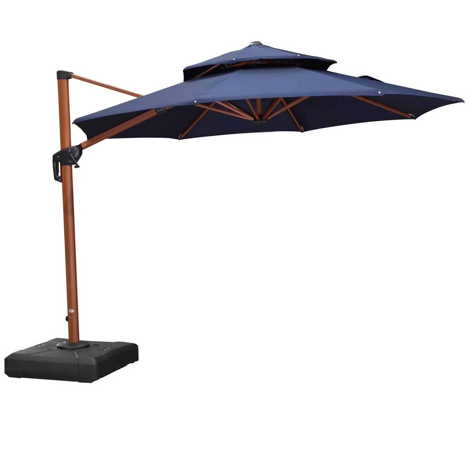 Double Top 10 / 11 / 12 / 13 ft Round Aluminum Patio Umbrella in Wood Color - Image 30