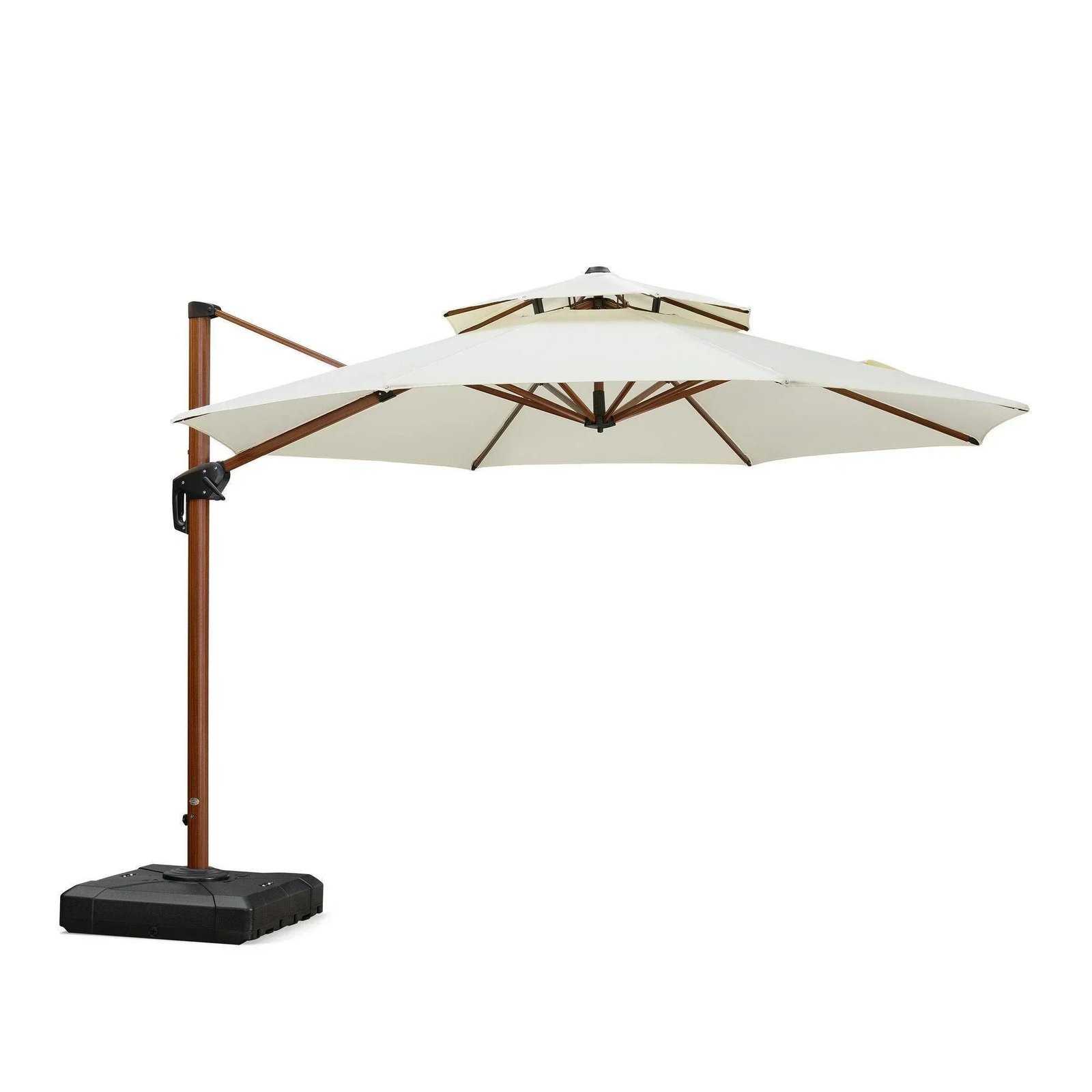 Double Top 10 / 11 / 12 / 13 ft Round Aluminum Patio Umbrella in Wood Color - Image 32