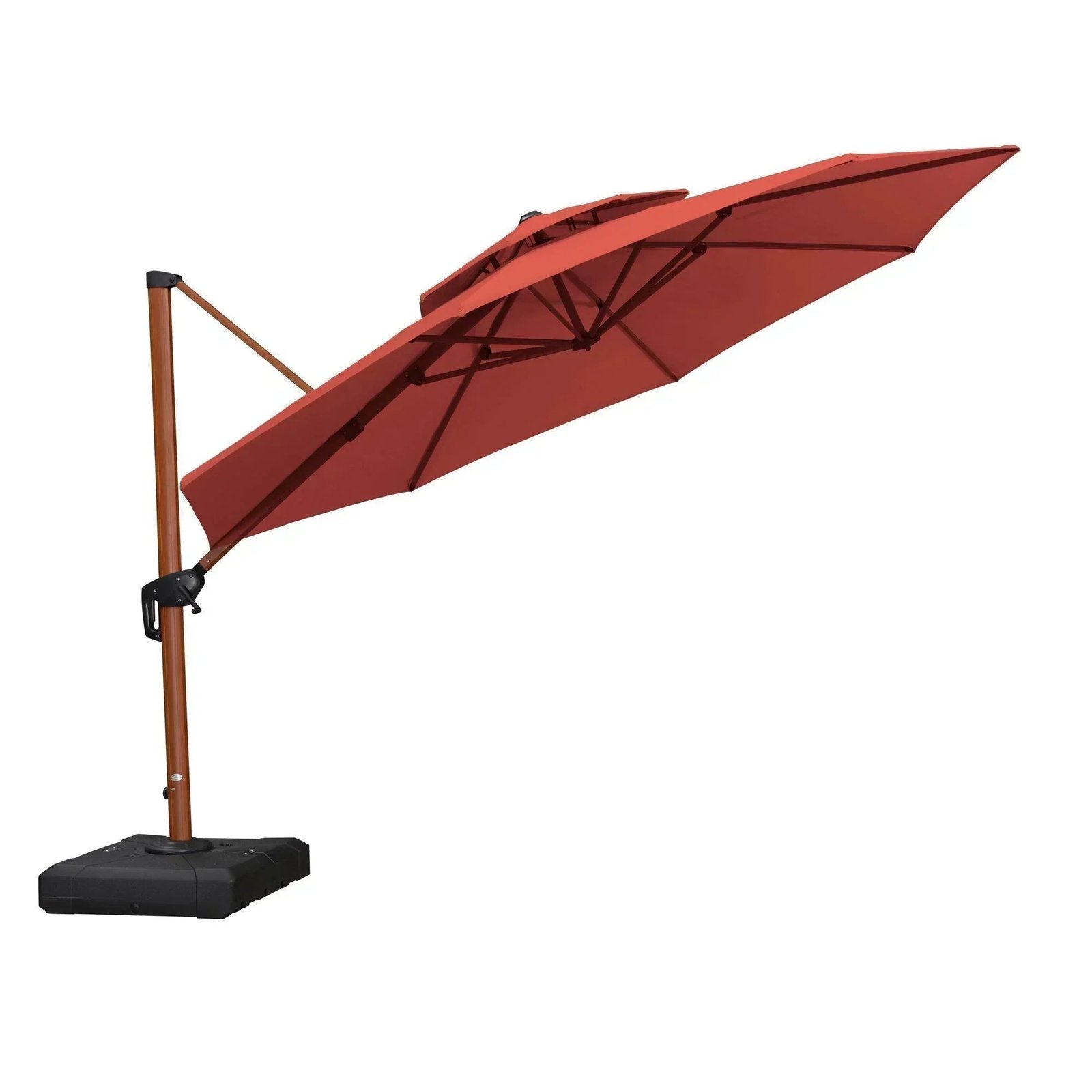 Double Top 10 / 11 / 12 / 13 ft Round Aluminum Patio Umbrella in Wood Color - Image 45