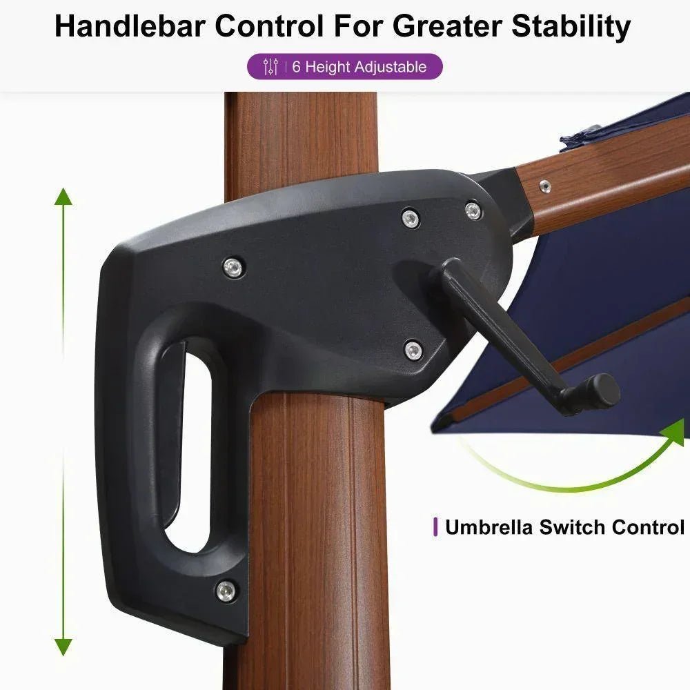 Double Top 10 / 11 / 12 / 13 ft Round Aluminum Patio Umbrella in Wood Color - Image 62