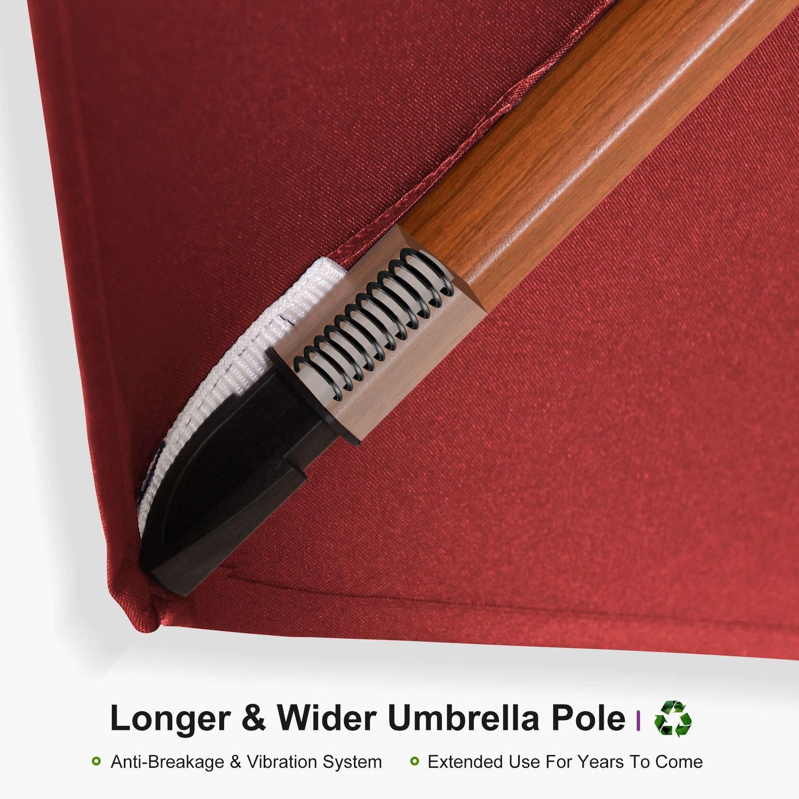 Double Top 10 / 11 / 12 / 13 ft Round Aluminum Patio Umbrella in Wood Color - Image 67
