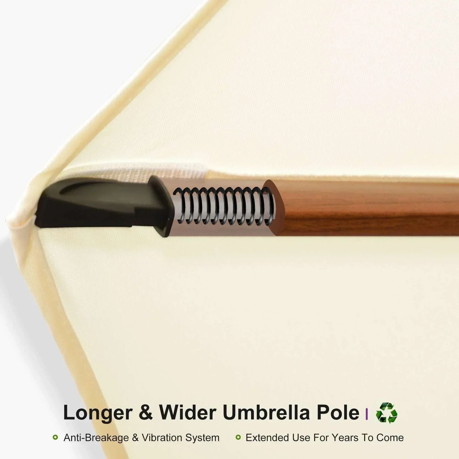 Double Top 10 / 11 / 12 / 13 ft Round Aluminum Patio Umbrella in Wood Color - Image 54