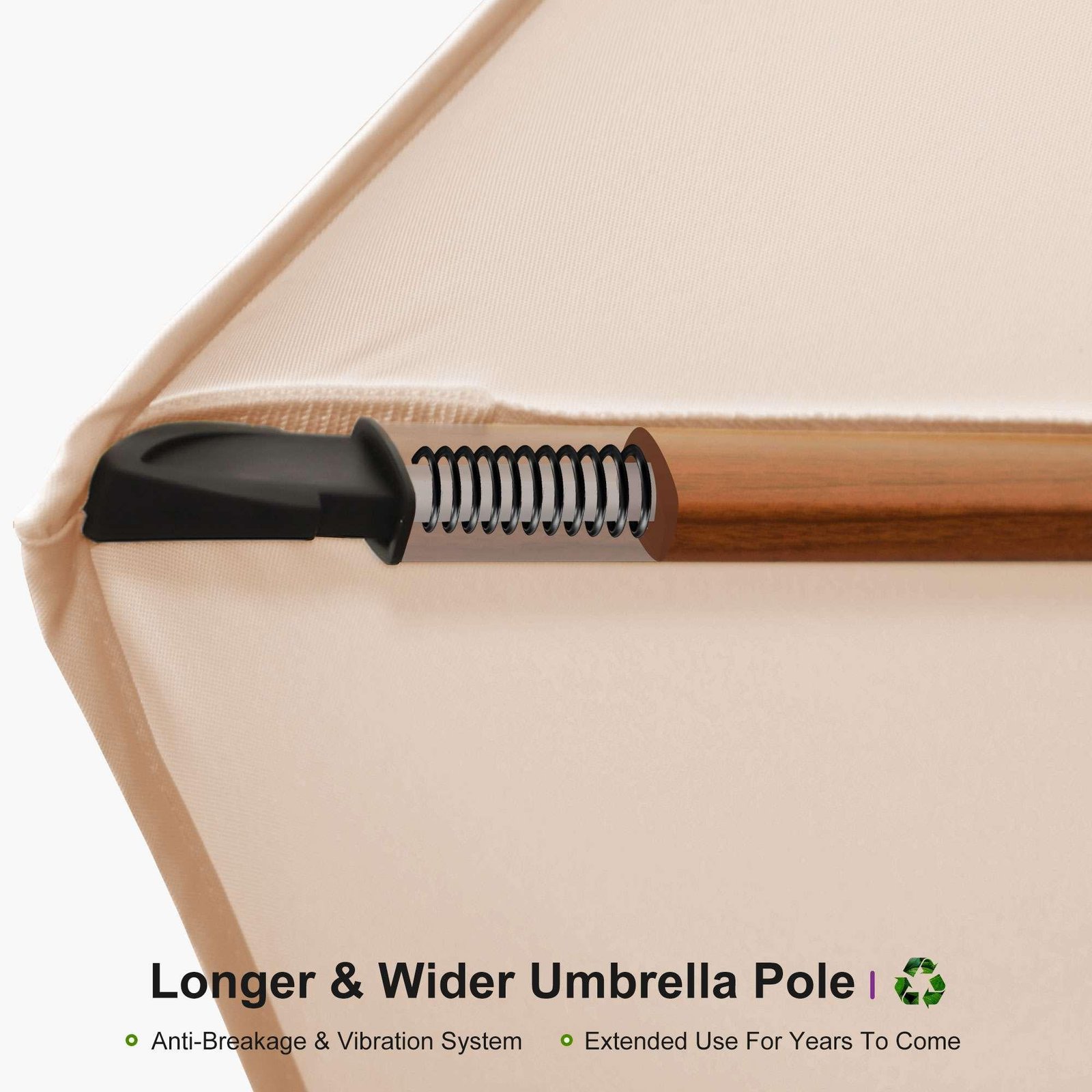 Double Top 10 / 11 / 12 / 13 ft Round Aluminum Patio Umbrella in Wood Color - Image 58