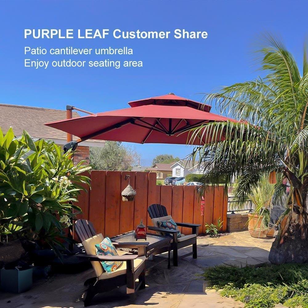 Double Top 10 / 11 / 12 / 13 ft Round Aluminum Patio Umbrella in Wood Color - Image 123