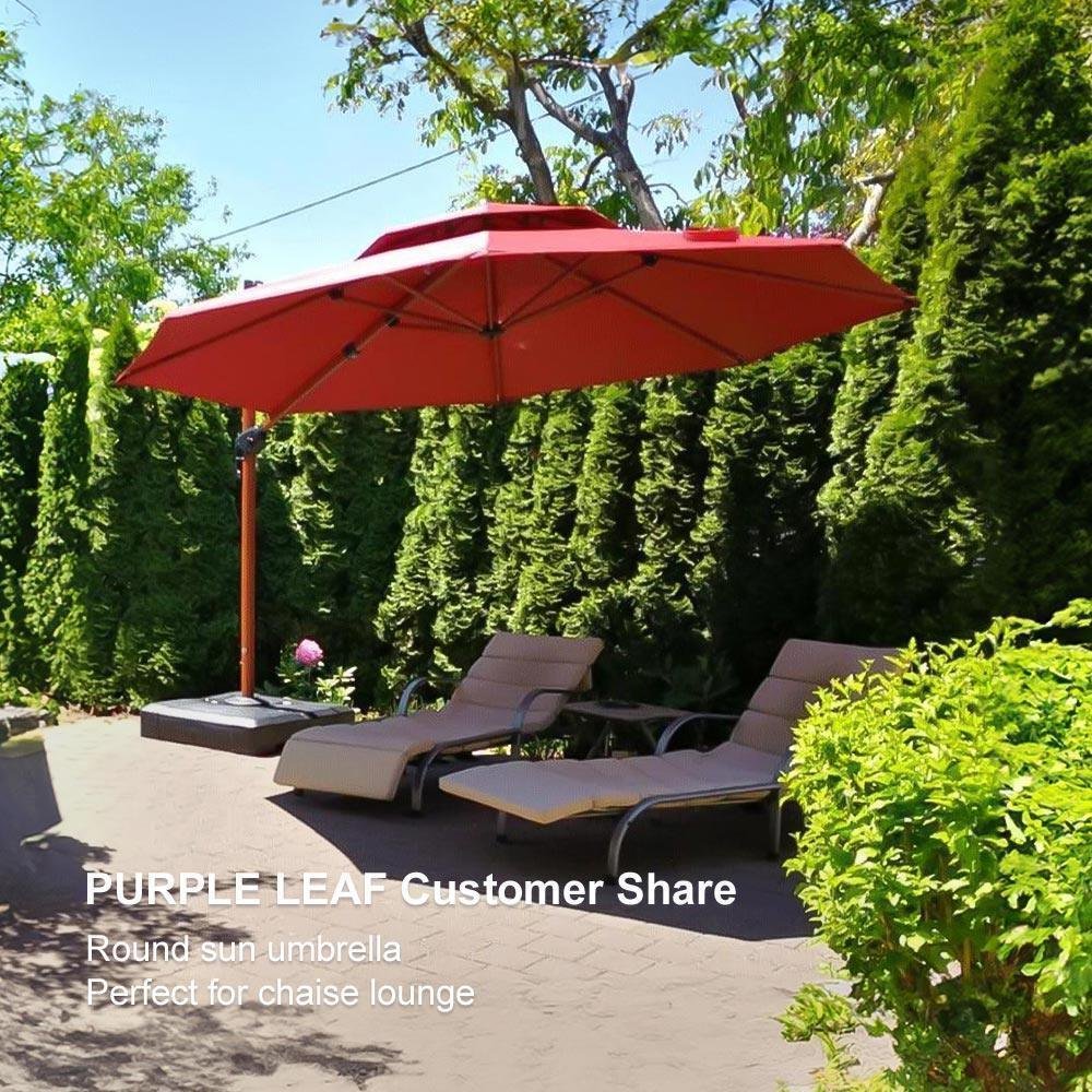 Double Top 10 / 11 / 12 / 13 ft Round Aluminum Patio Umbrella in Wood Color - Image 124