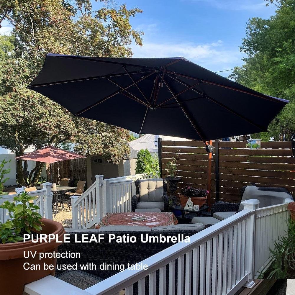 Double Top 10 / 11 / 12 / 13 ft Round Aluminum Patio Umbrella in Wood Color - Image 112