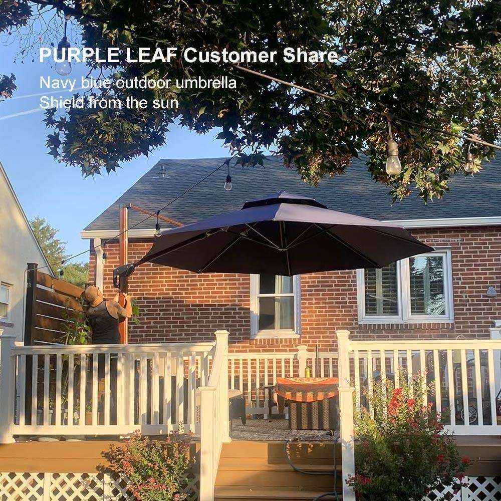 Double Top 10 / 11 / 12 / 13 ft Round Aluminum Patio Umbrella in Wood Color - Image 121