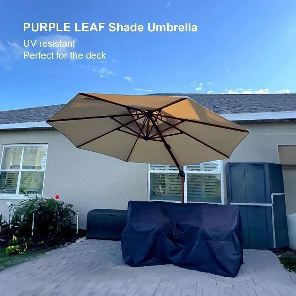 Double Top 10 / 11 / 12 / 13 ft Round Aluminum Patio Umbrella in Wood Color - Image 118