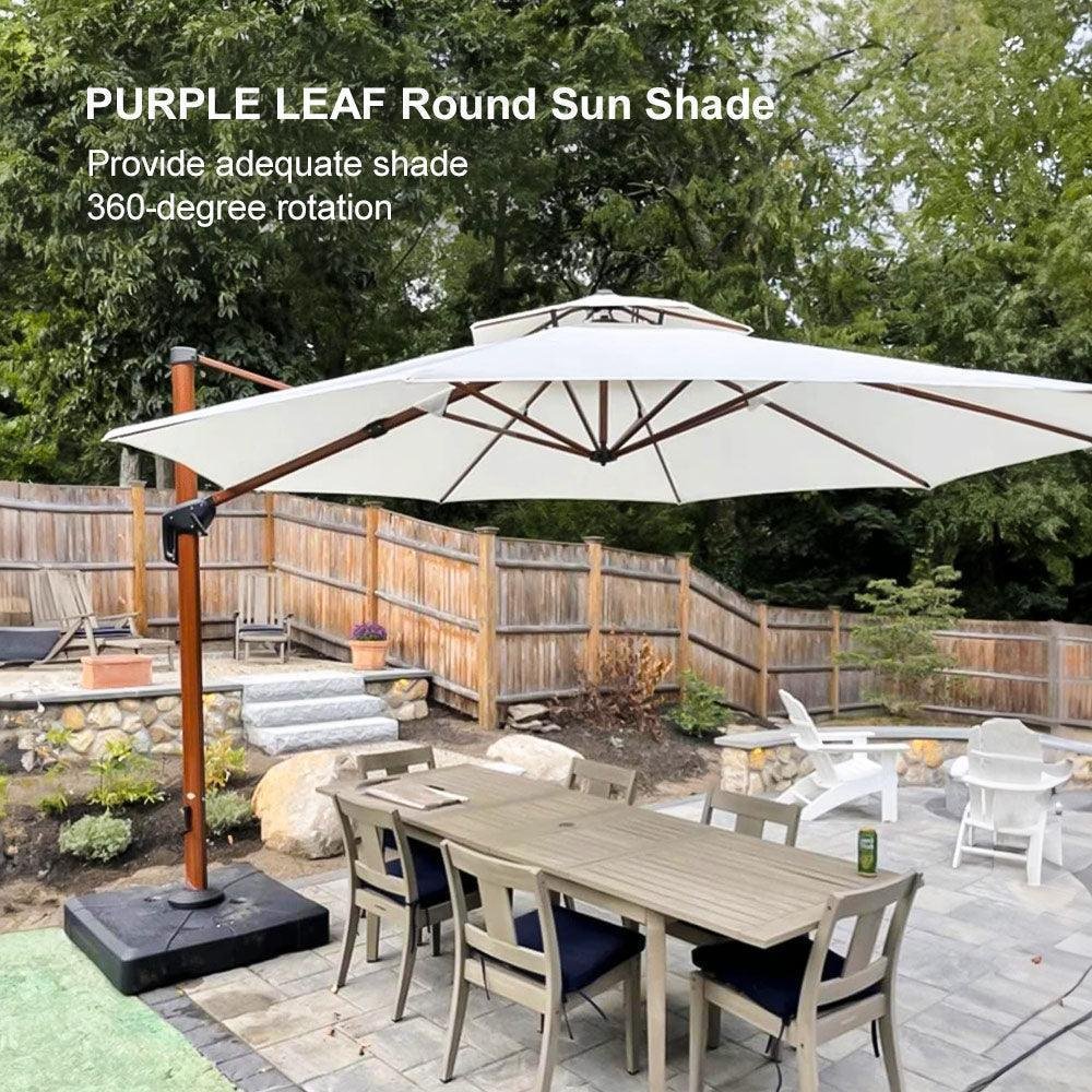 Double Top 10 / 11 / 12 / 13 ft Round Aluminum Patio Umbrella in Wood Color - Image 113