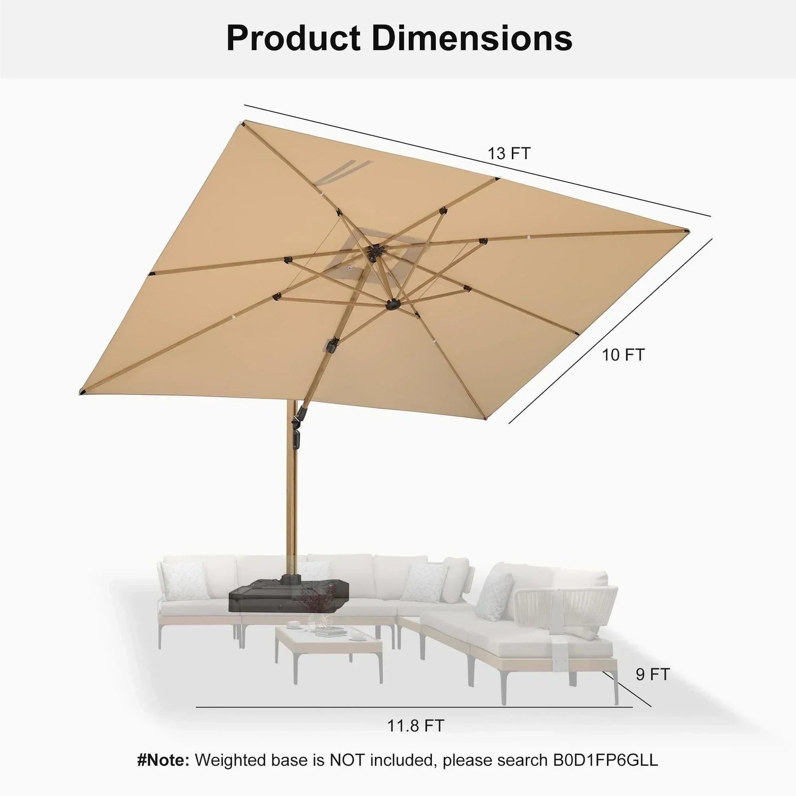 Wood Grain Cantilever Patio Umbrella Aluminum Outdoor Umbrellas - Image 159