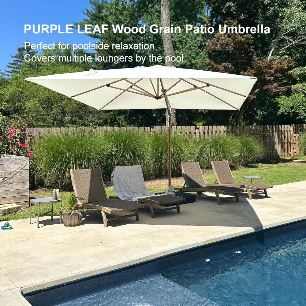 Wood Grain Cantilever Patio Umbrella Aluminum Outdoor Umbrellas - Image 193