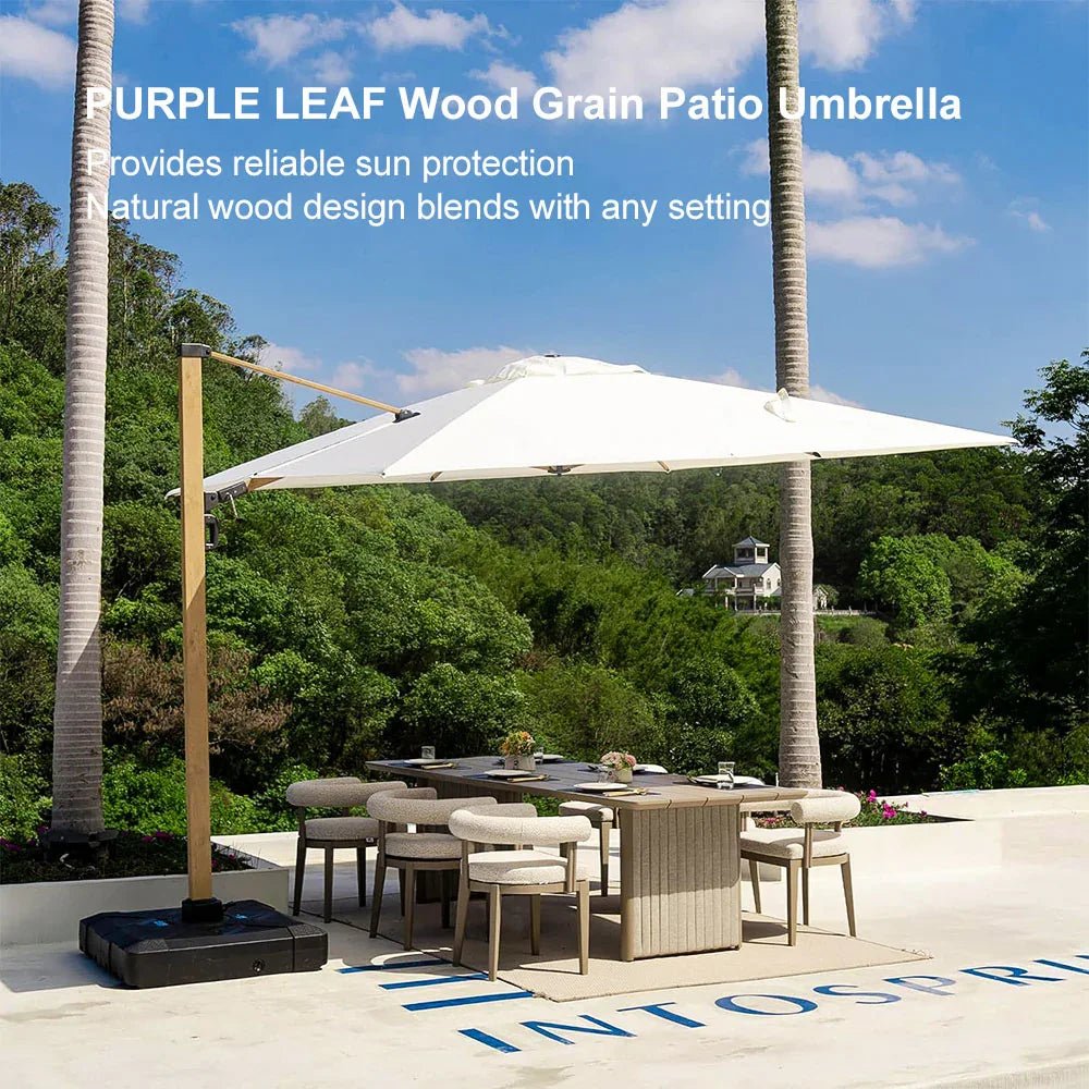 Wood Grain Cantilever Patio Umbrella Aluminum Outdoor Umbrellas - Image 192