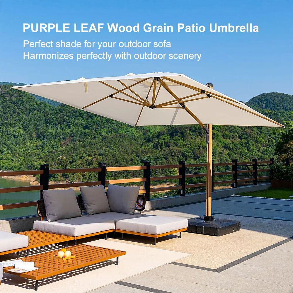Wood Grain Cantilever Patio Umbrella Aluminum Outdoor Umbrellas - Image 191