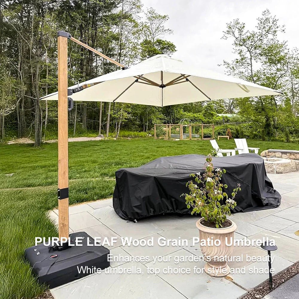 Wood Grain Cantilever Patio Umbrella Aluminum Outdoor Umbrellas - Image 199
