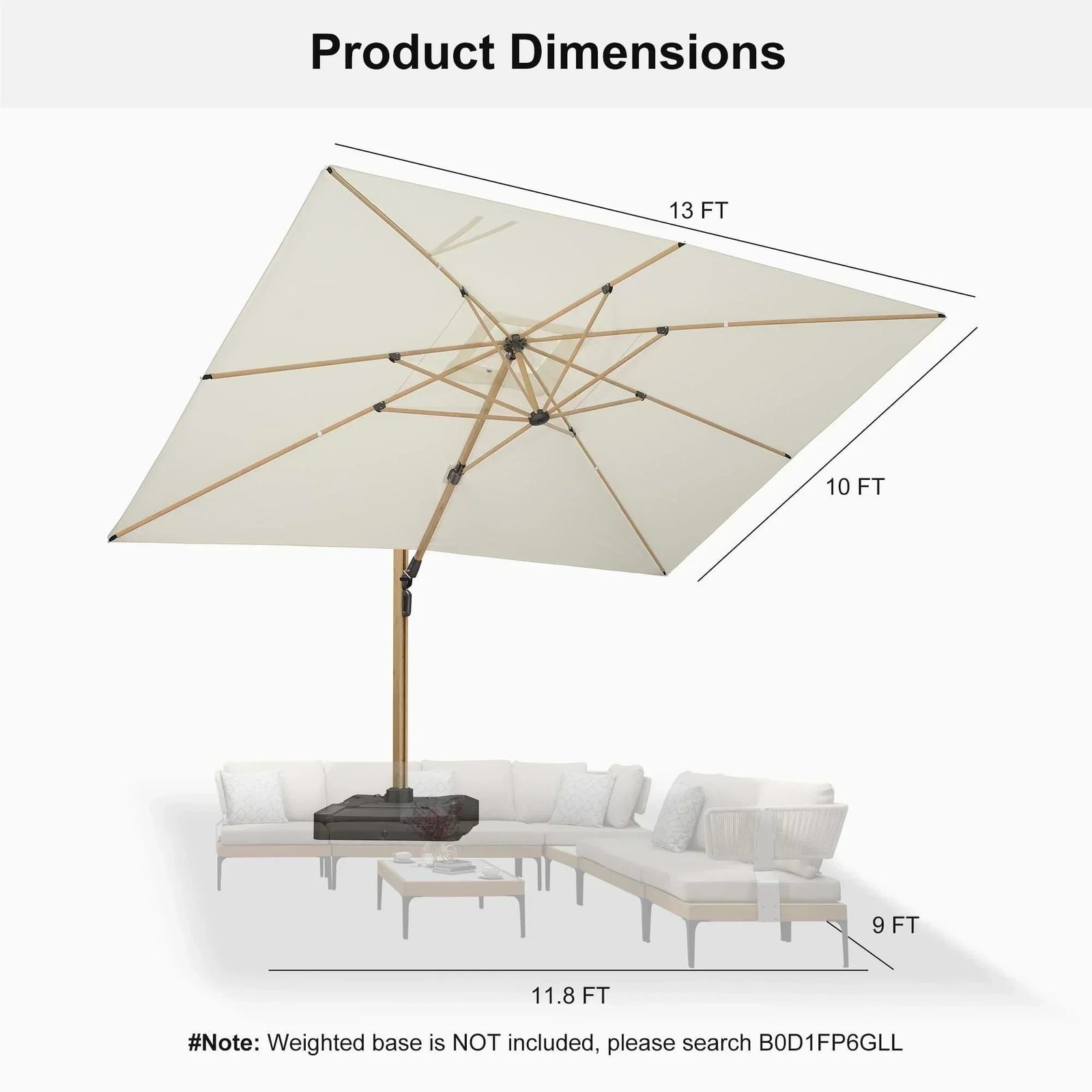 Wood Grain Cantilever Patio Umbrella Aluminum Outdoor Umbrellas - Image 167