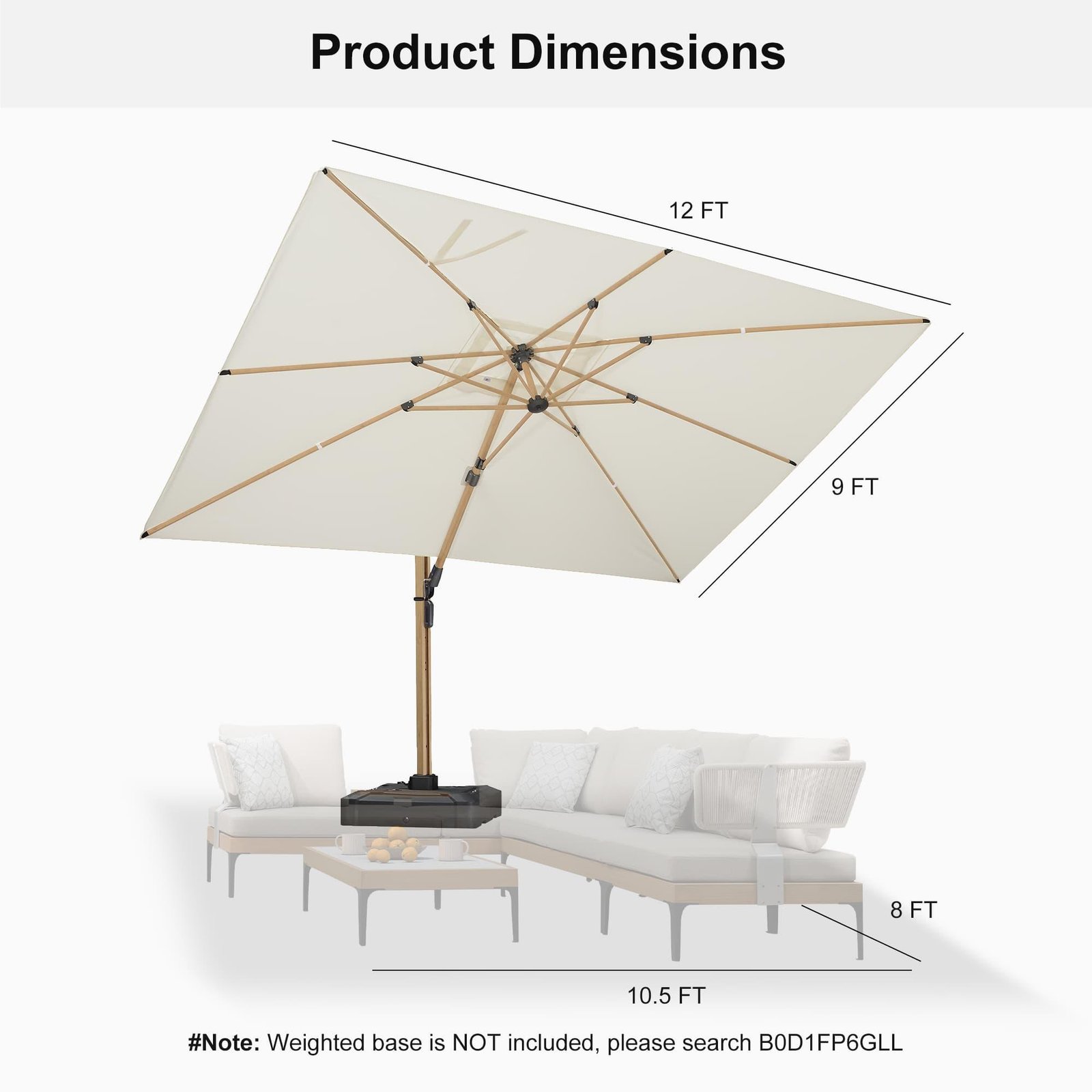 Wood Grain Cantilever Patio Umbrella Aluminum Outdoor Umbrellas - Image 137