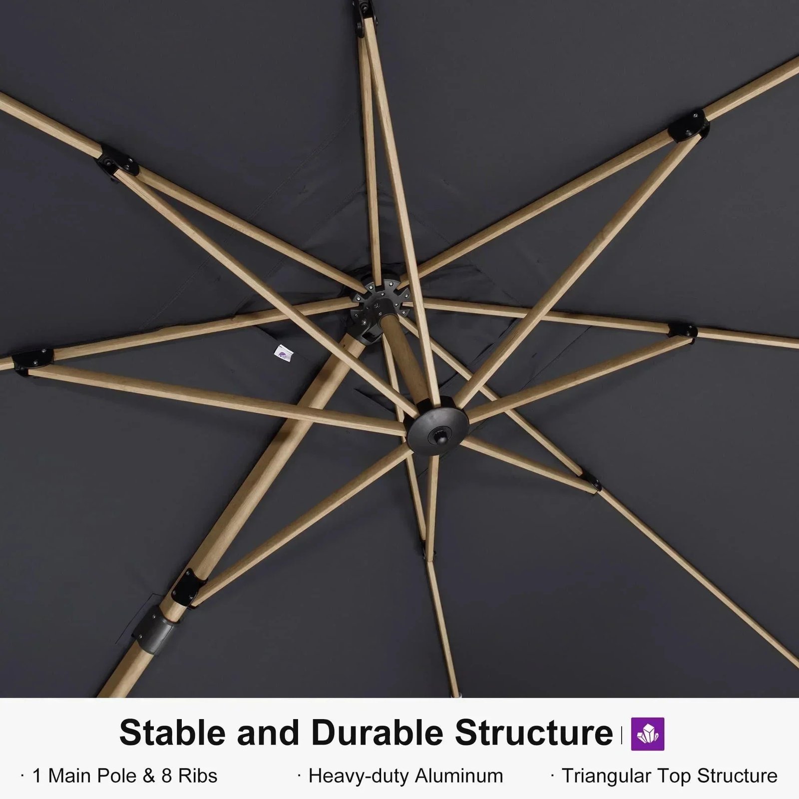 Wood Grain Cantilever Patio Umbrella Aluminum Outdoor Umbrellas - Image 185
