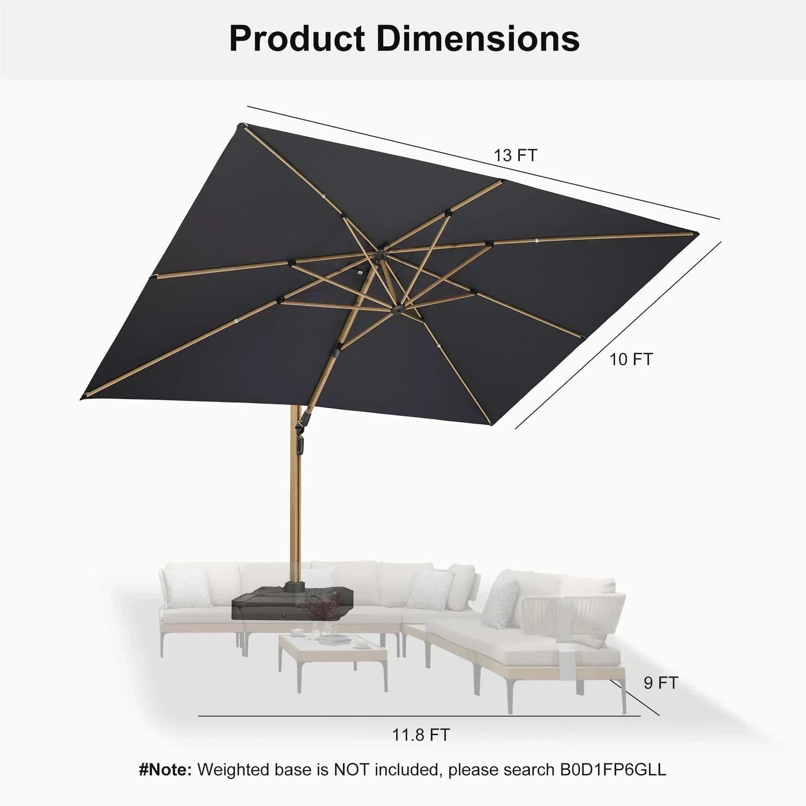 Wood Grain Cantilever Patio Umbrella Aluminum Outdoor Umbrellas - Image 181