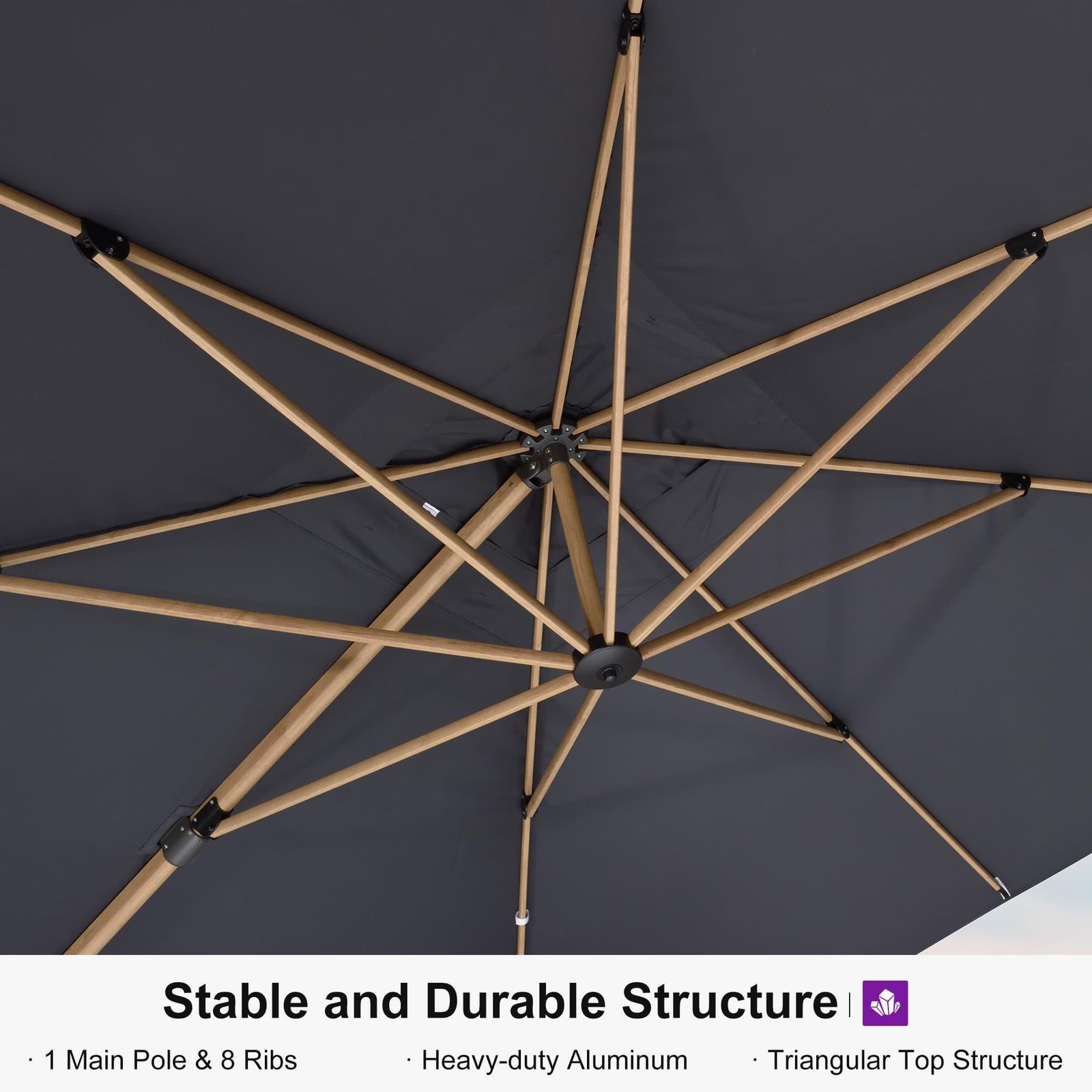 Wood Grain Cantilever Patio Umbrella Aluminum Outdoor Umbrellas - Image 119