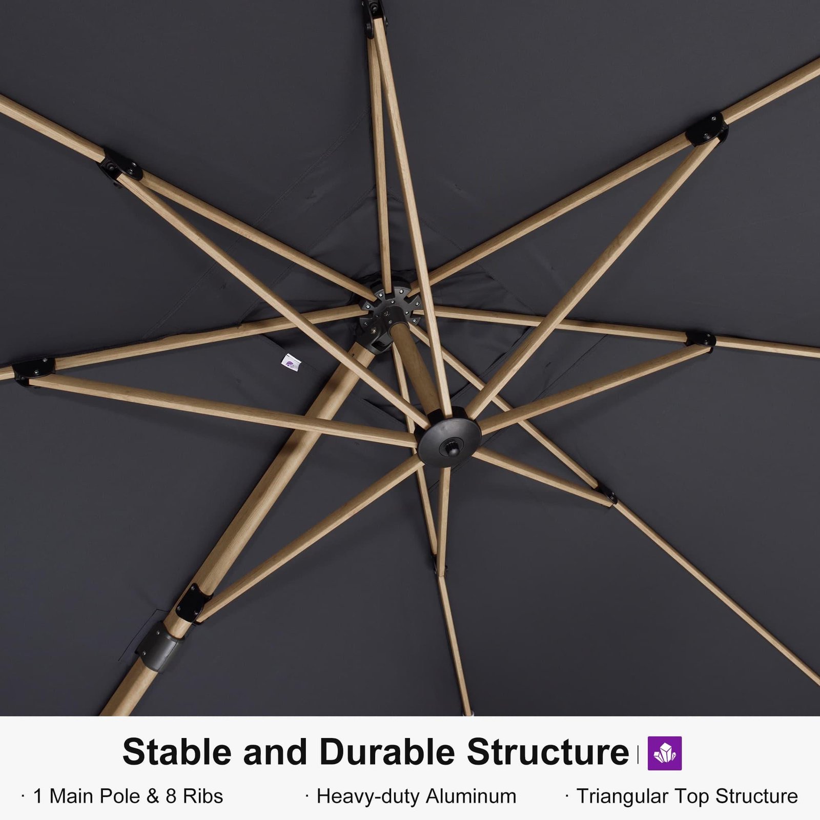Wood Grain Cantilever Patio Umbrella Aluminum Outdoor Umbrellas - Image 148