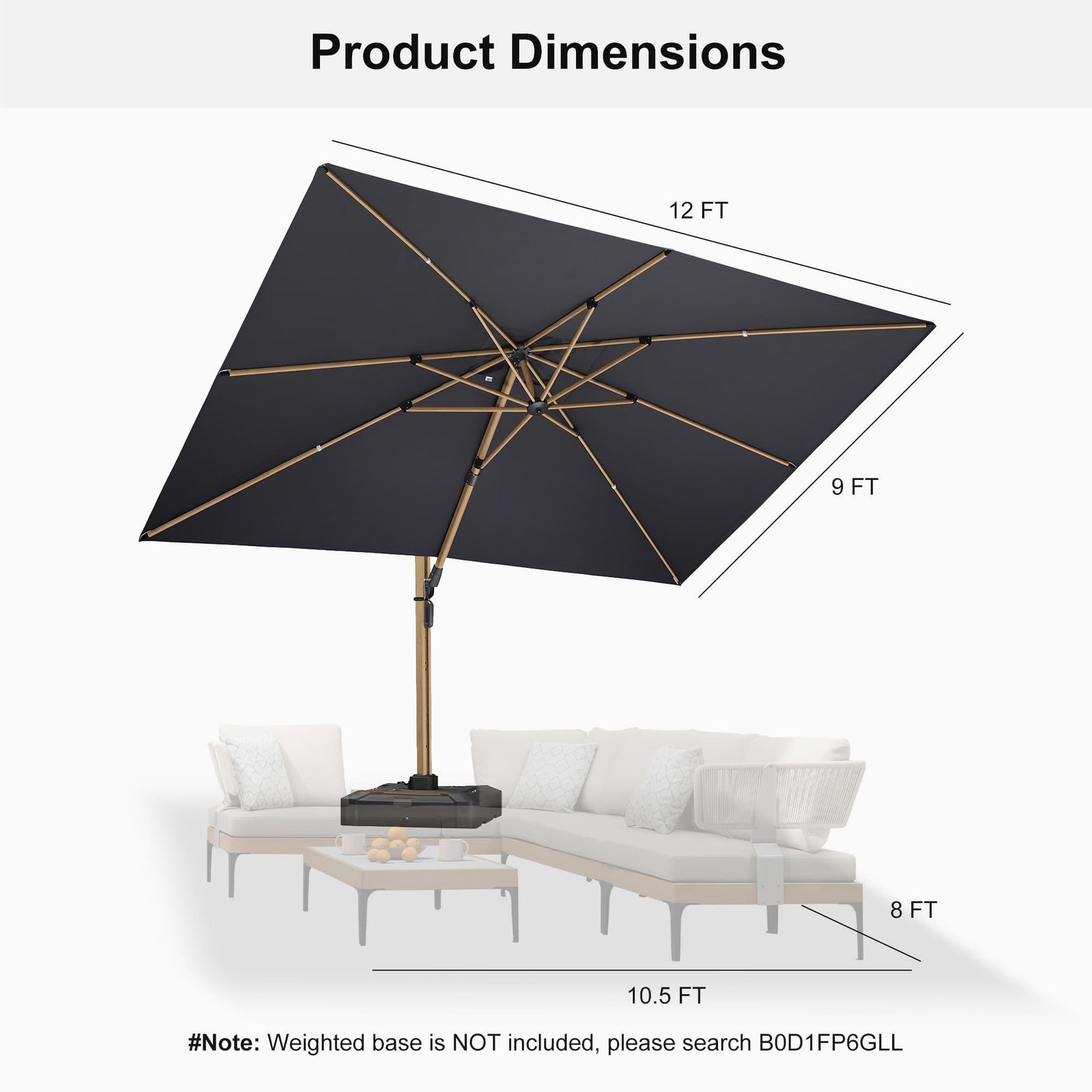 Wood Grain Cantilever Patio Umbrella Aluminum Outdoor Umbrellas - Image 149