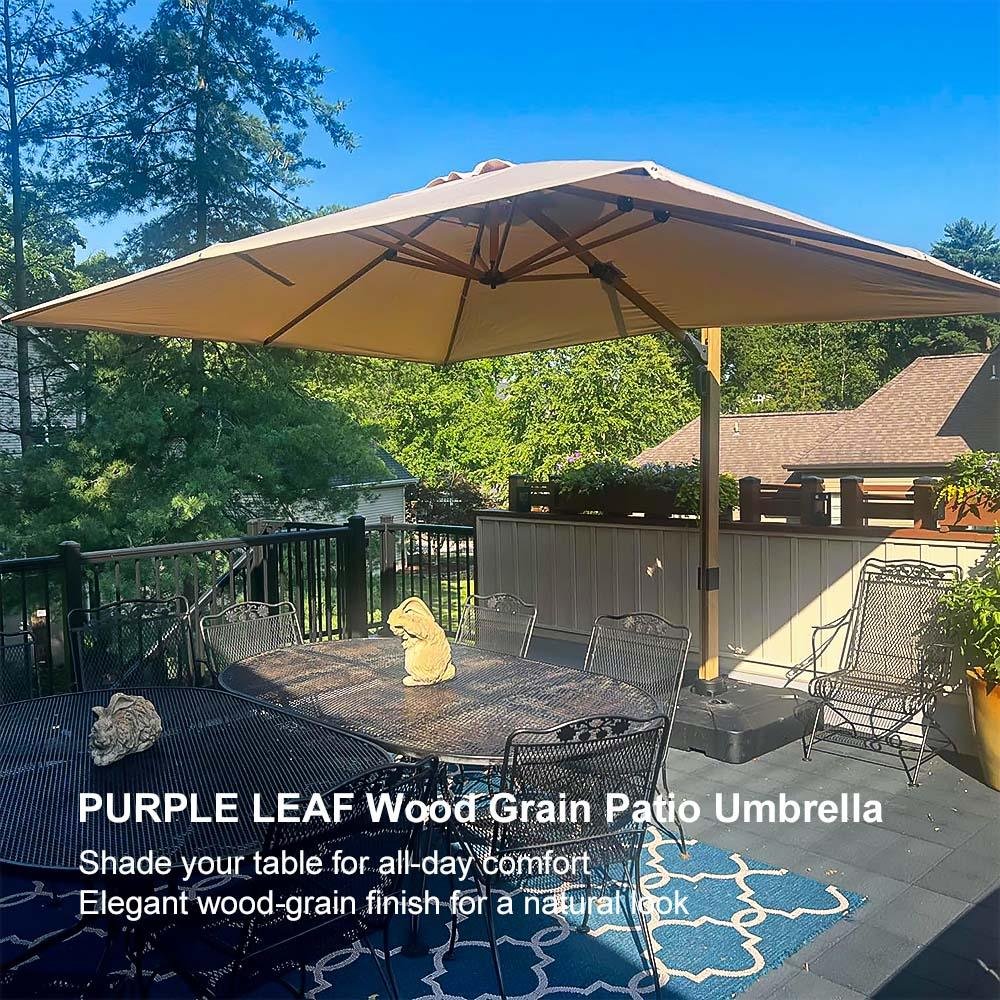 Wood Grain Cantilever Patio Umbrella Aluminum Outdoor Umbrellas - Image 194