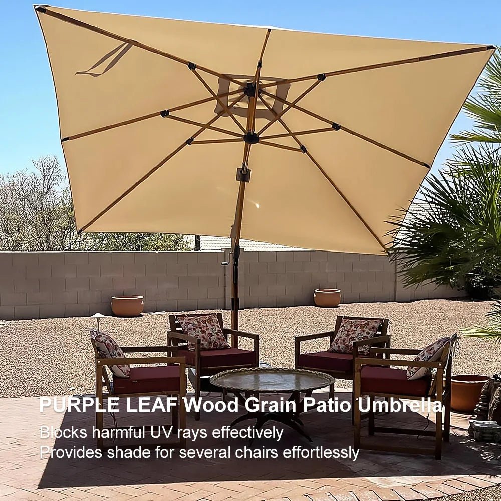Wood Grain Cantilever Patio Umbrella Aluminum Outdoor Umbrellas - Image 196