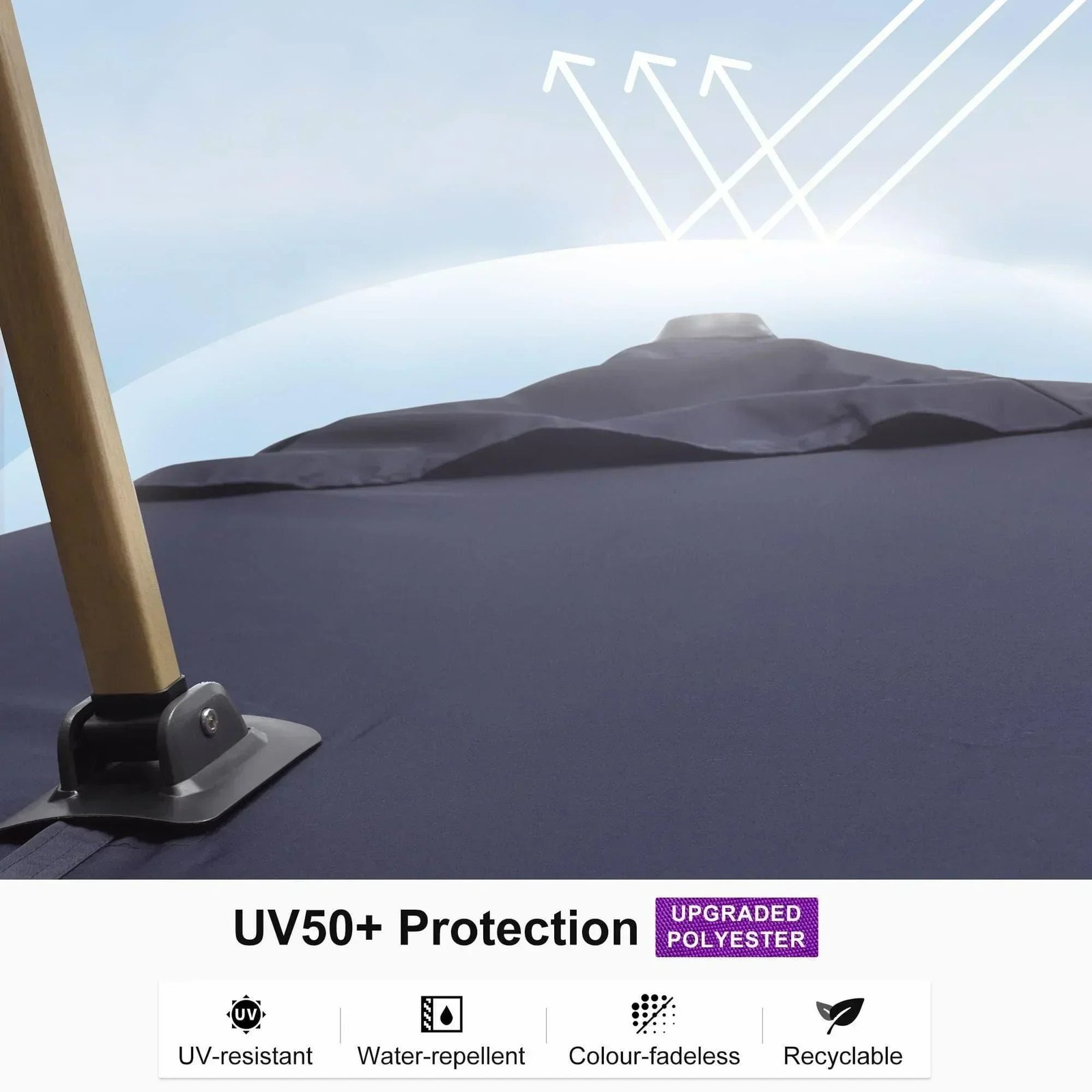Wood Grain Cantilever Patio Umbrella Aluminum Outdoor Umbrellas - Image 174