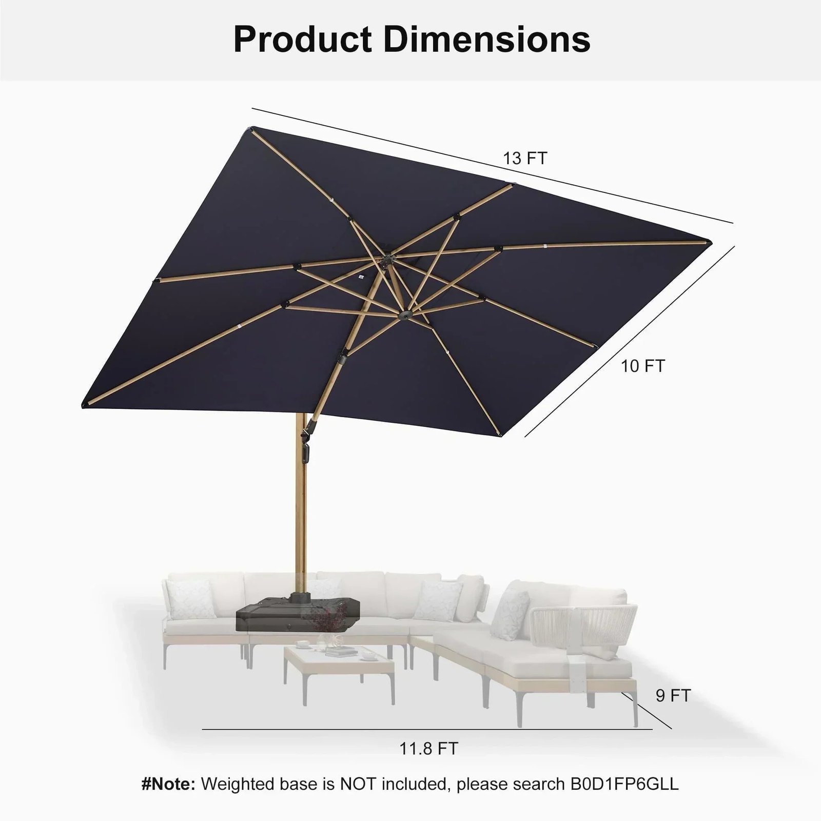 Wood Grain Cantilever Patio Umbrella Aluminum Outdoor Umbrellas - Image 173