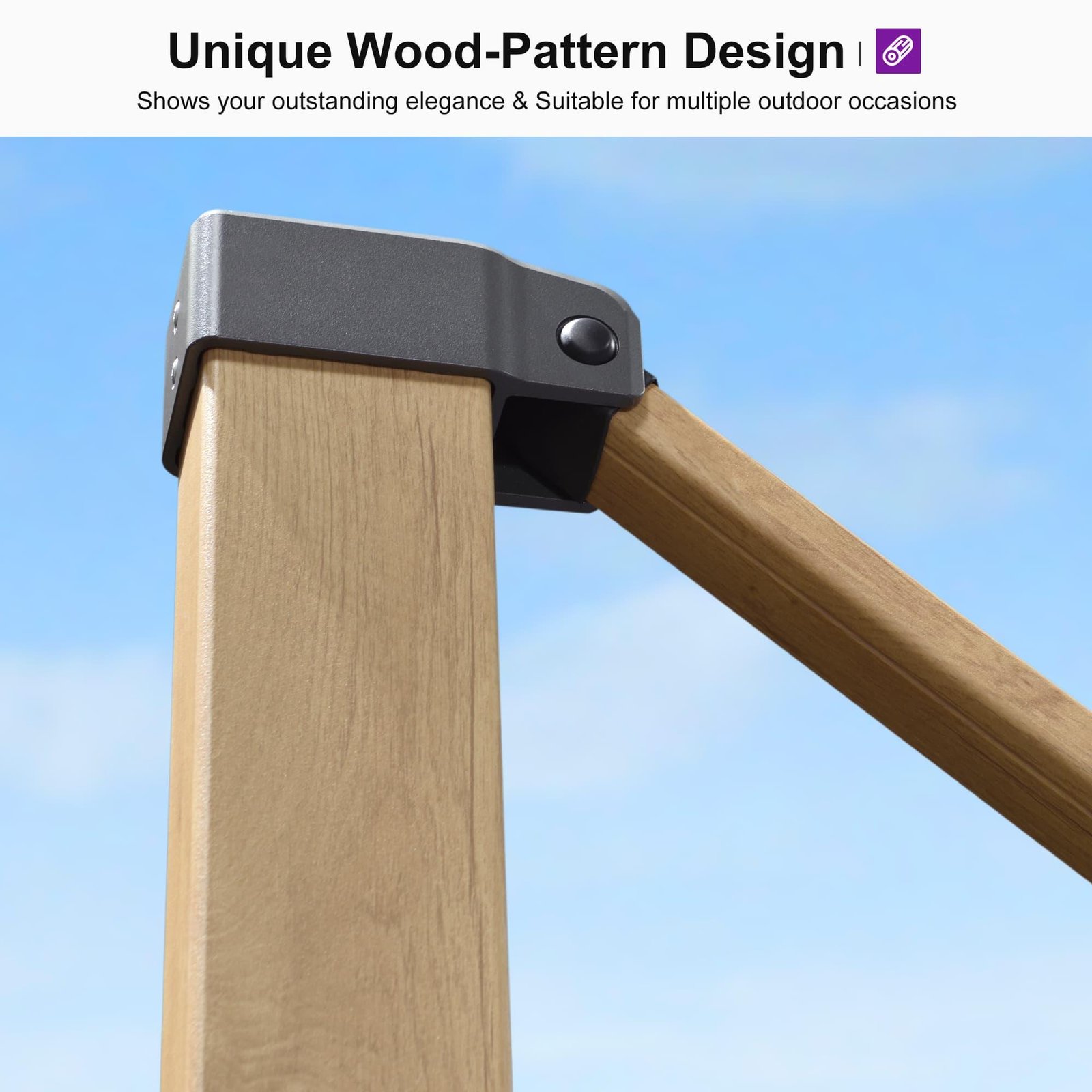 Wood Grain Cantilever Patio Umbrella Aluminum Outdoor Umbrellas - Image 142
