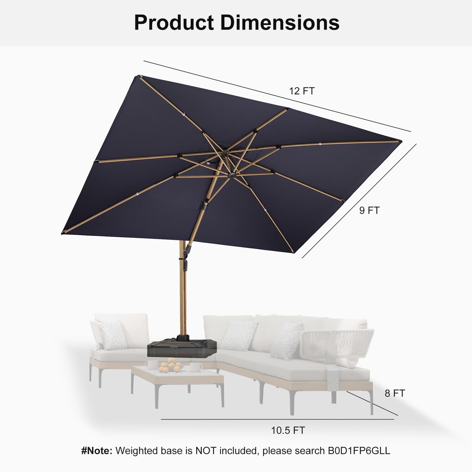 Wood Grain Cantilever Patio Umbrella Aluminum Outdoor Umbrellas - Image 144