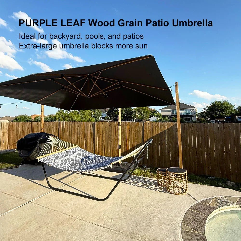 Wood Grain Cantilever Patio Umbrella Aluminum Outdoor Umbrellas - Image 195