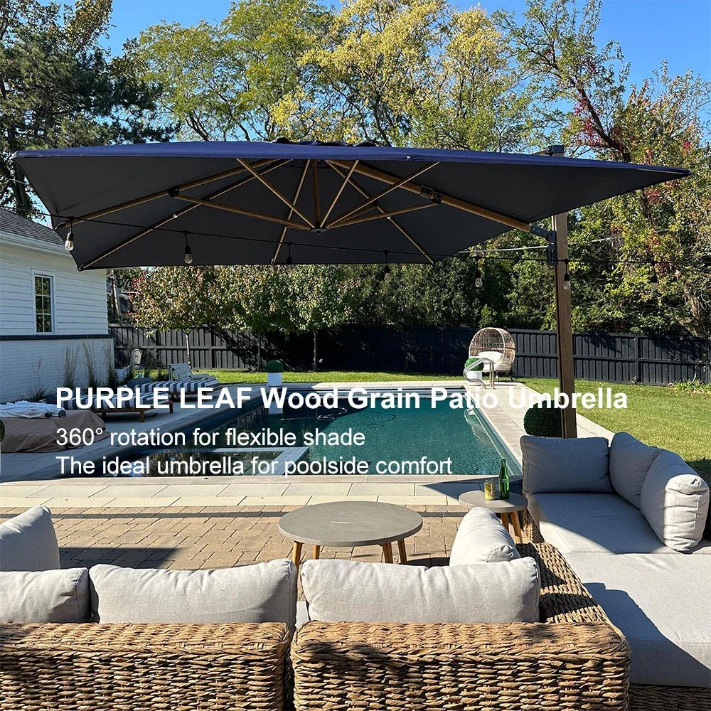 Wood Grain Cantilever Patio Umbrella Aluminum Outdoor Umbrellas - Image 200
