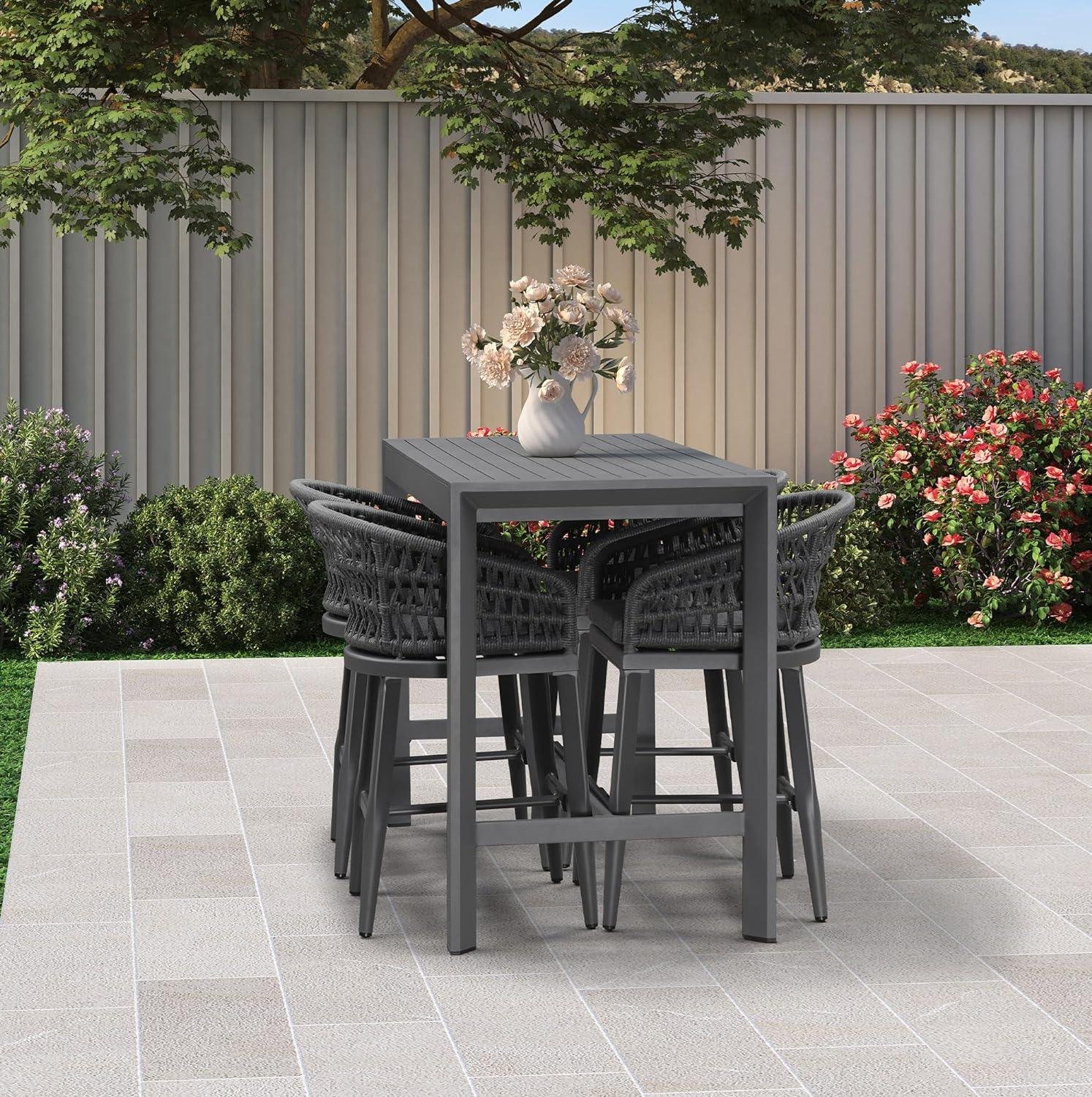 Outdoor Bar Stools Counter Stools Rattan Bar Stools Chair with Backrest for Indoor or Outdoor, Kitchen lsland - Image 9