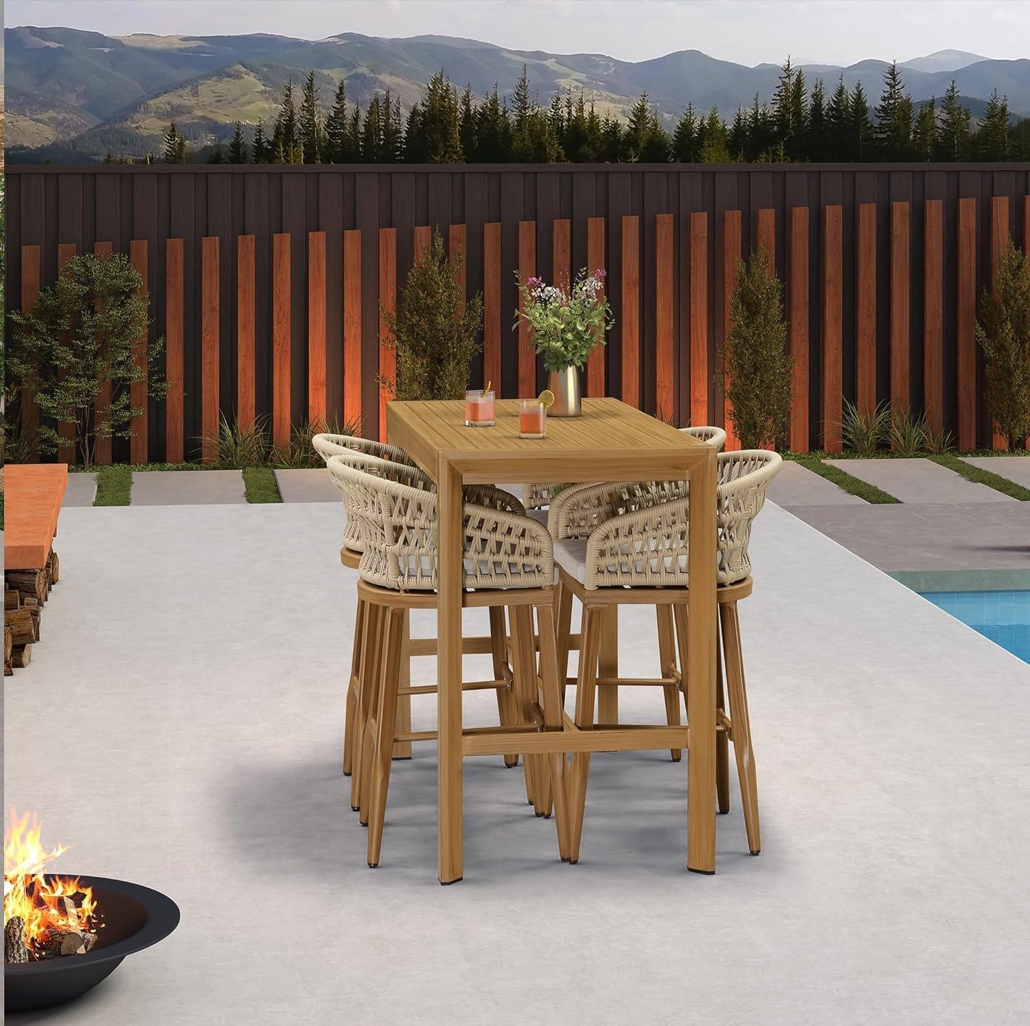 Outdoor Bar Stools Counter Stools Rattan Bar Stools Chair with Backrest for Indoor or Outdoor, Kitchen lsland - Image 11